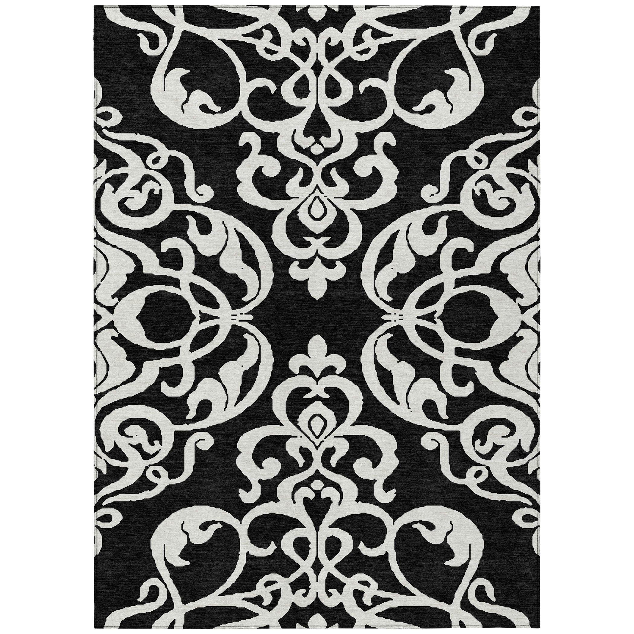 Addison Rugs Chantille ACN973 Black 2'6" x 3'10" Indoor Outdoor Area Rug, Easy Clean, Machine Washable, Non Shedding, Bedroom, Entry, Living Room, Dining Room, Kitchen, Patio Rug