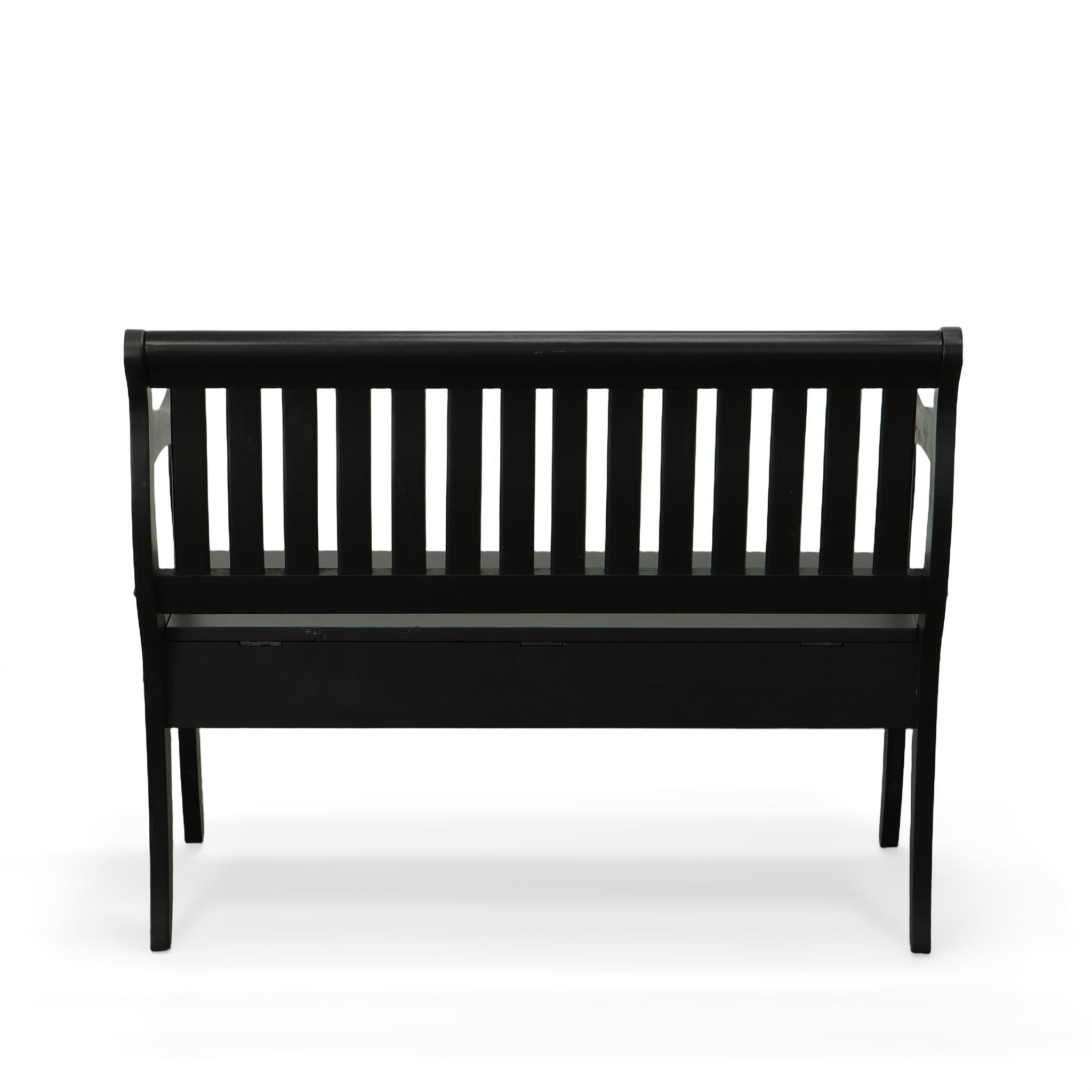 Carolina Living Martha Storage Bench Antique Black: Hardwood, Unupholstered, 2-Person Seating