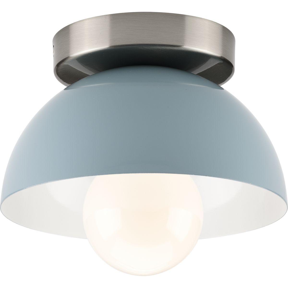 Eva Collection One-Light Coastal Blue Mid-Century Modern Flush Mount Light