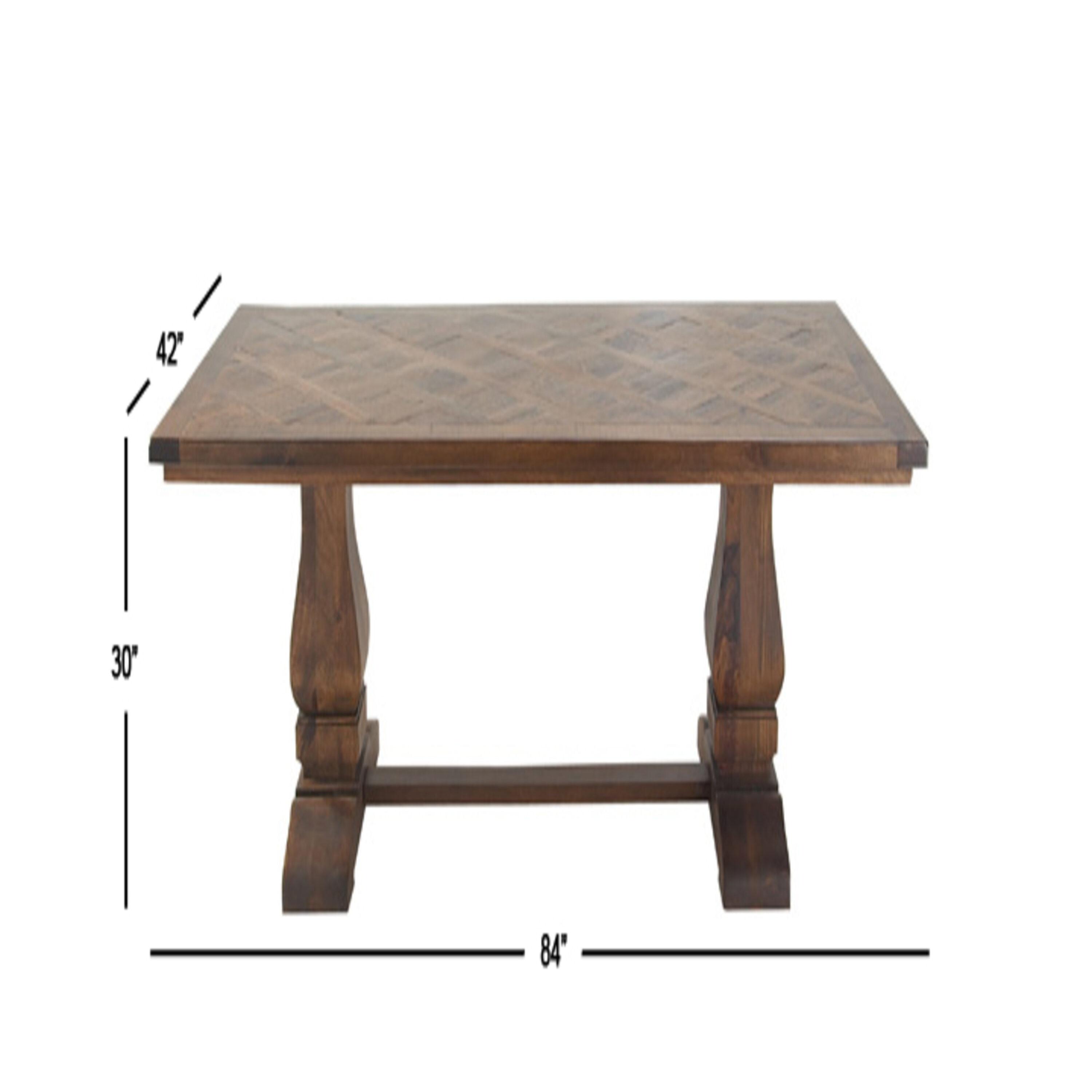 DecMode 84" x 30" Brown Mango Wood Dining Table with Parquet Inlay, 1-Piece