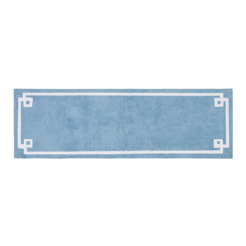 Blue and Gray Cotton Tufted Bath Rug 24" x 72"