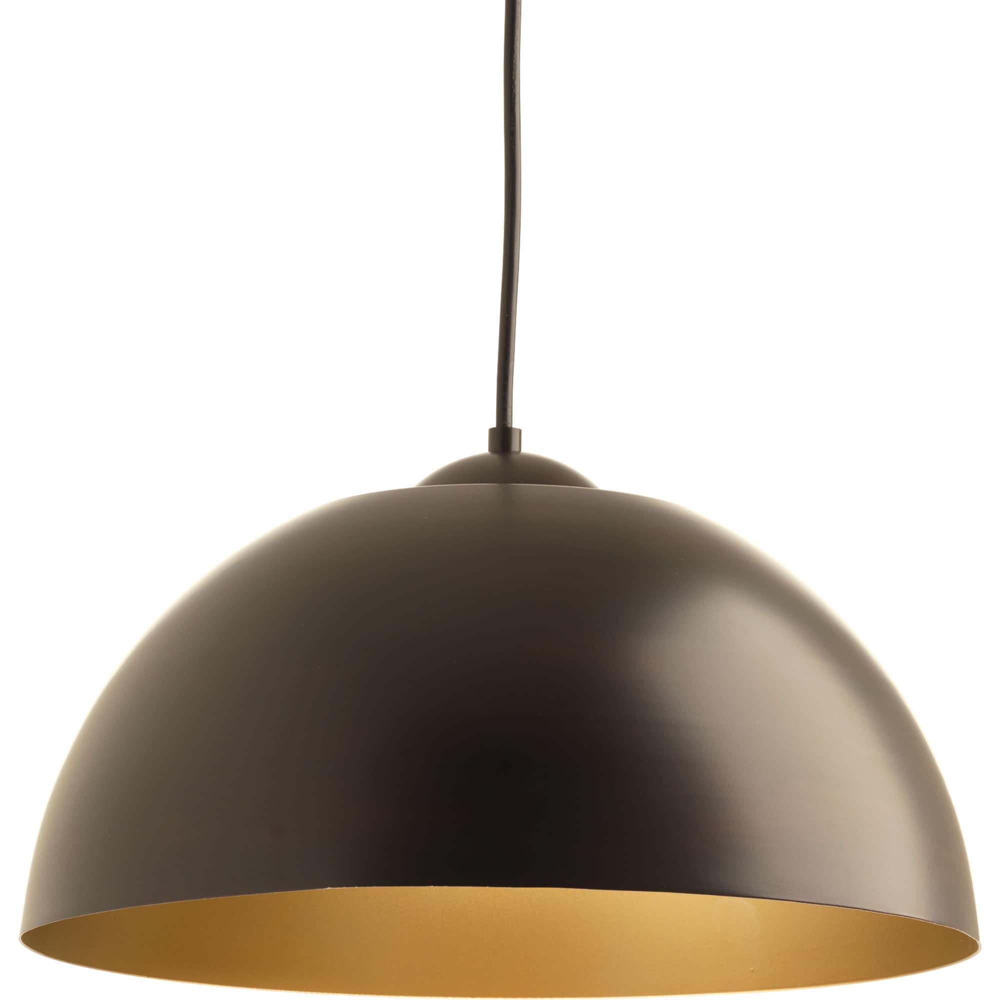 Progress Lighting Dome Collection 1-Light LED Pendant, Satin Aluminum Finish, Painted Silver Interior, Steel Material