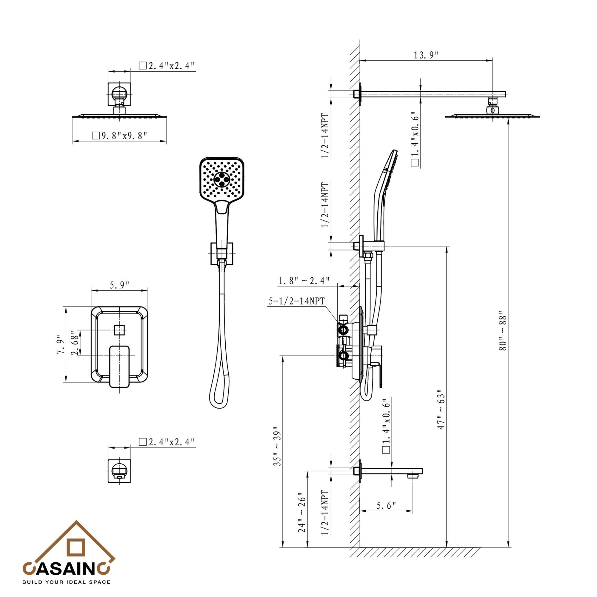 Oil Rubbed Bronze Ceiling-Mount Shower System with Handheld Shower