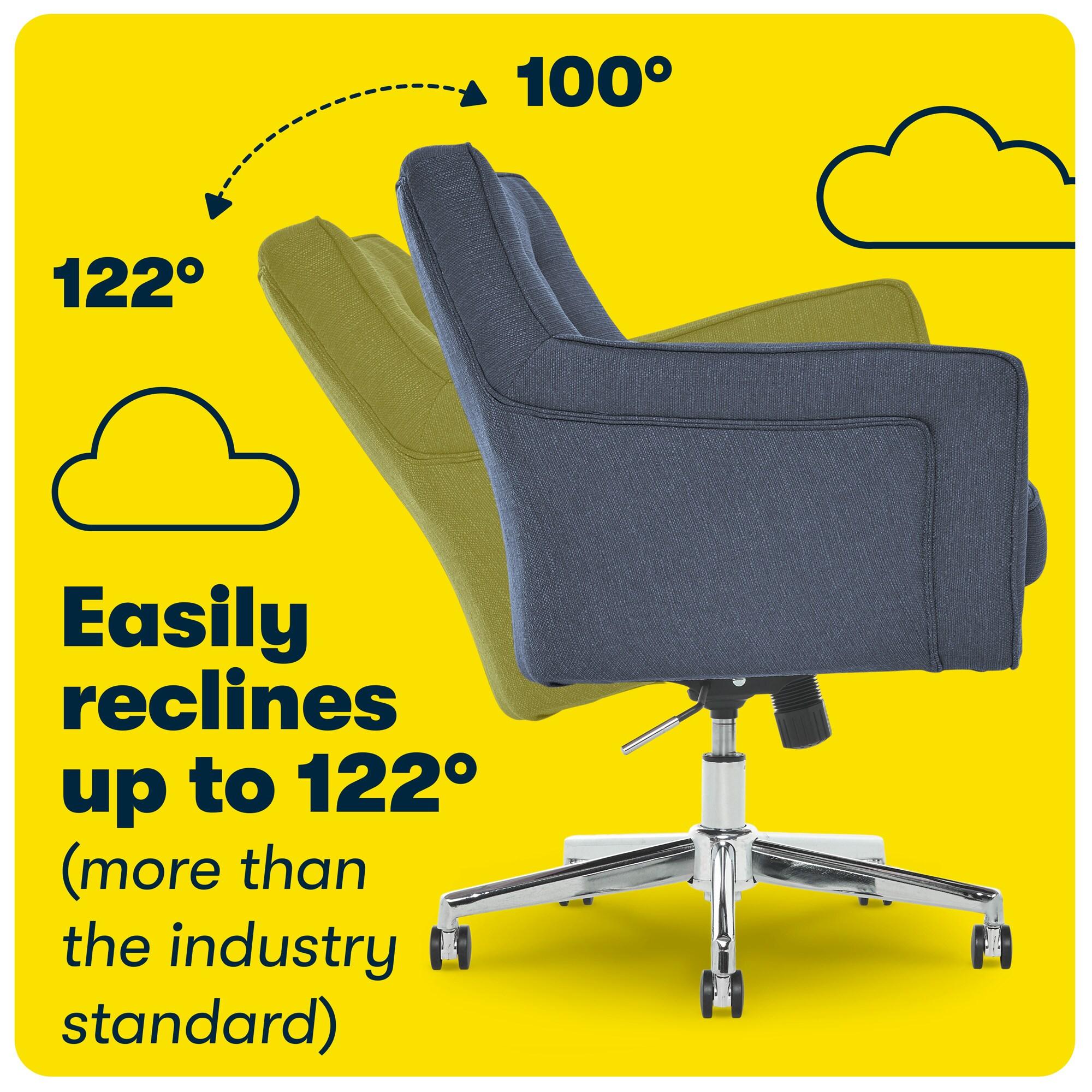 Style Ashland Home Office Chair Sanctuary Blue - Serta: Mid-Century, Adjustable, Twill Fabric