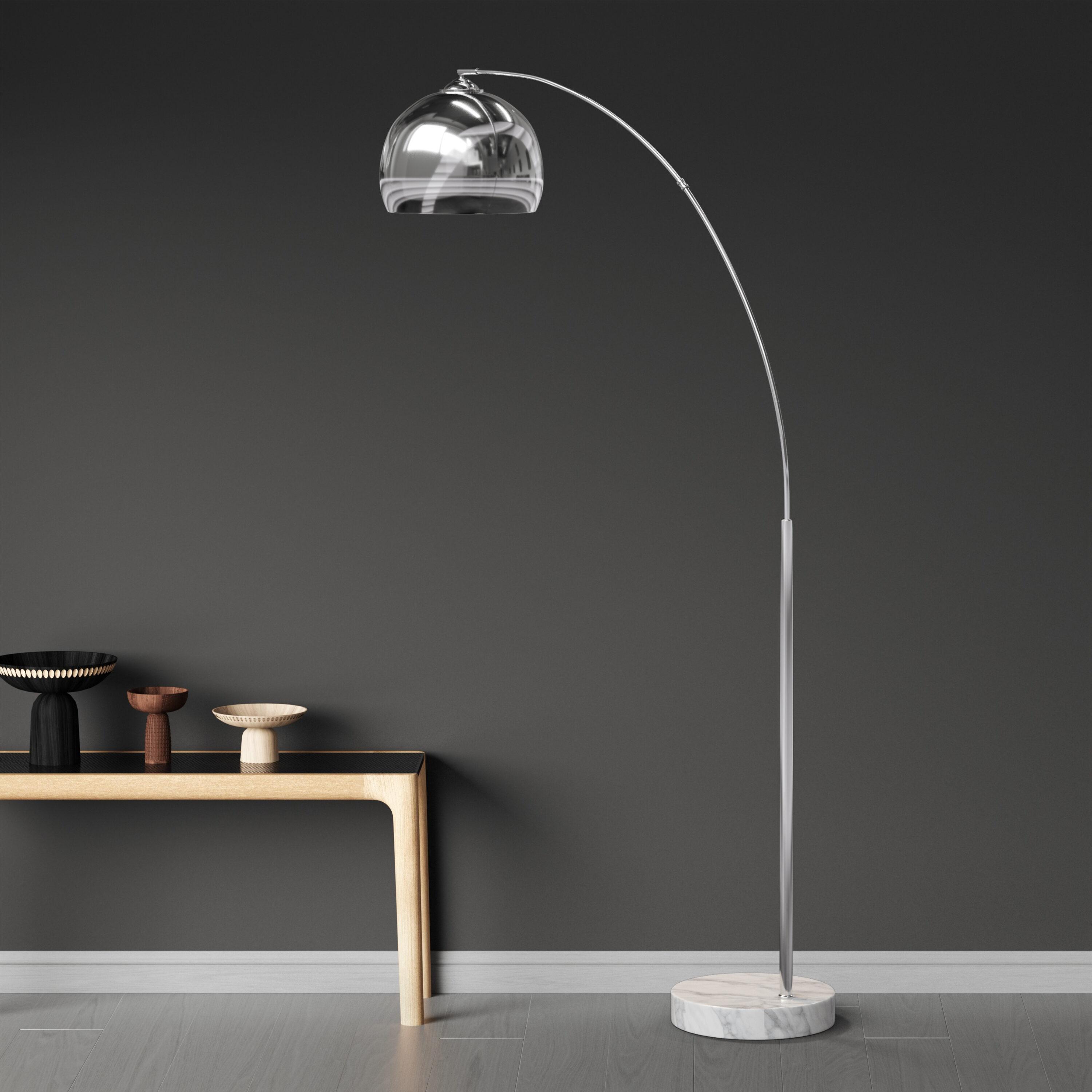 Wrought Studio™ Perlis 66.93" Arc Floor Lamp with Solid Marble Base