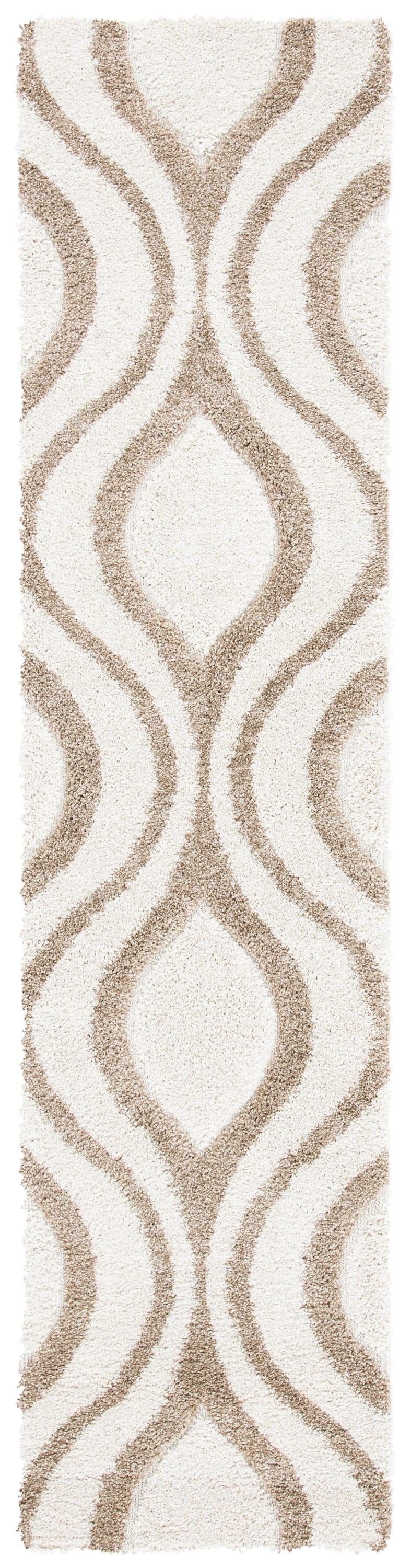Florida Shag SG461 Power Loomed Indoor Runner Rug - Ivory/Beige - 2'3"x9' - Safavieh