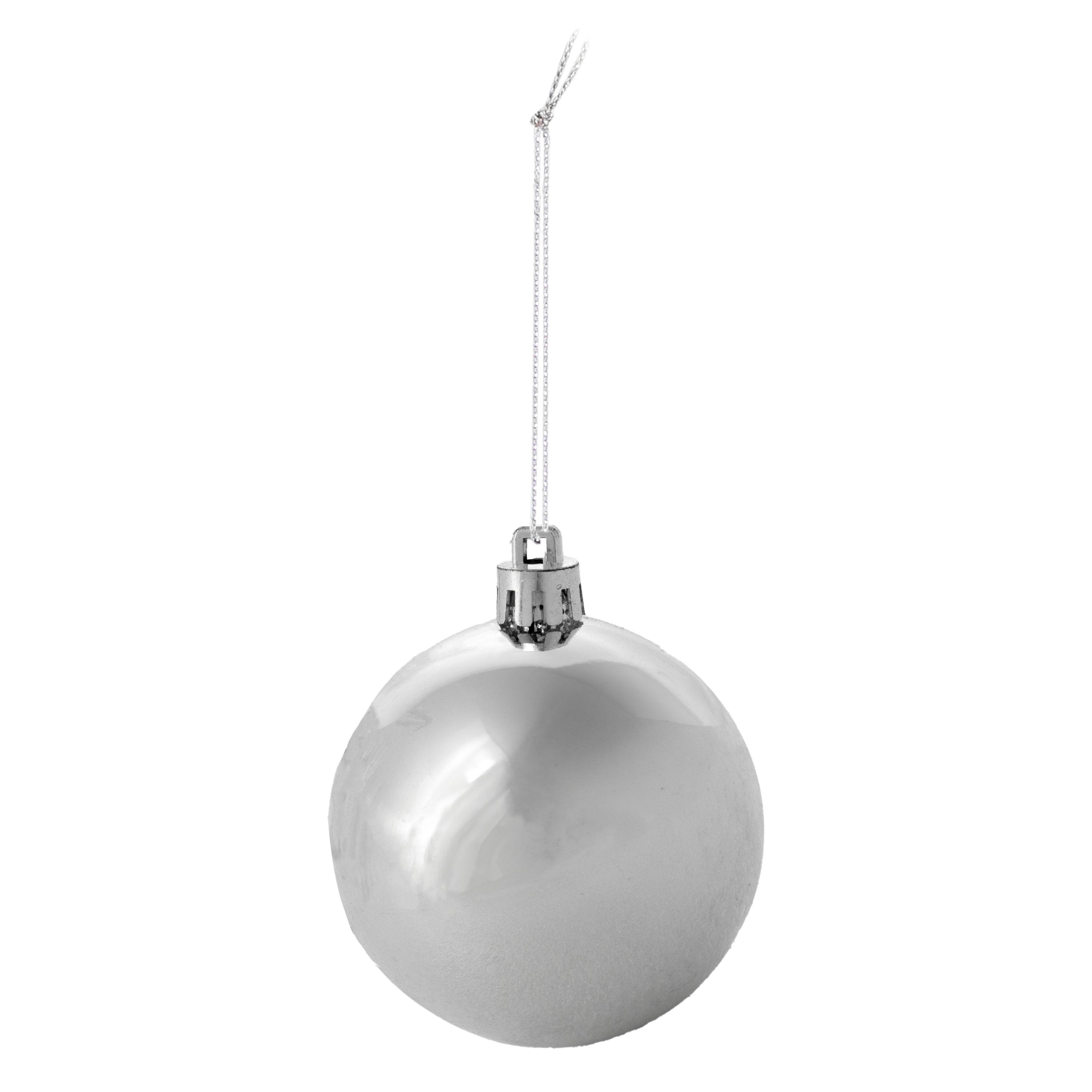 Sunnydaze Indoor Christmas Holiday Tree Shatterproof Merry Medley Ball Ornaments with Hooks - 2" - White and Silver - 24pc