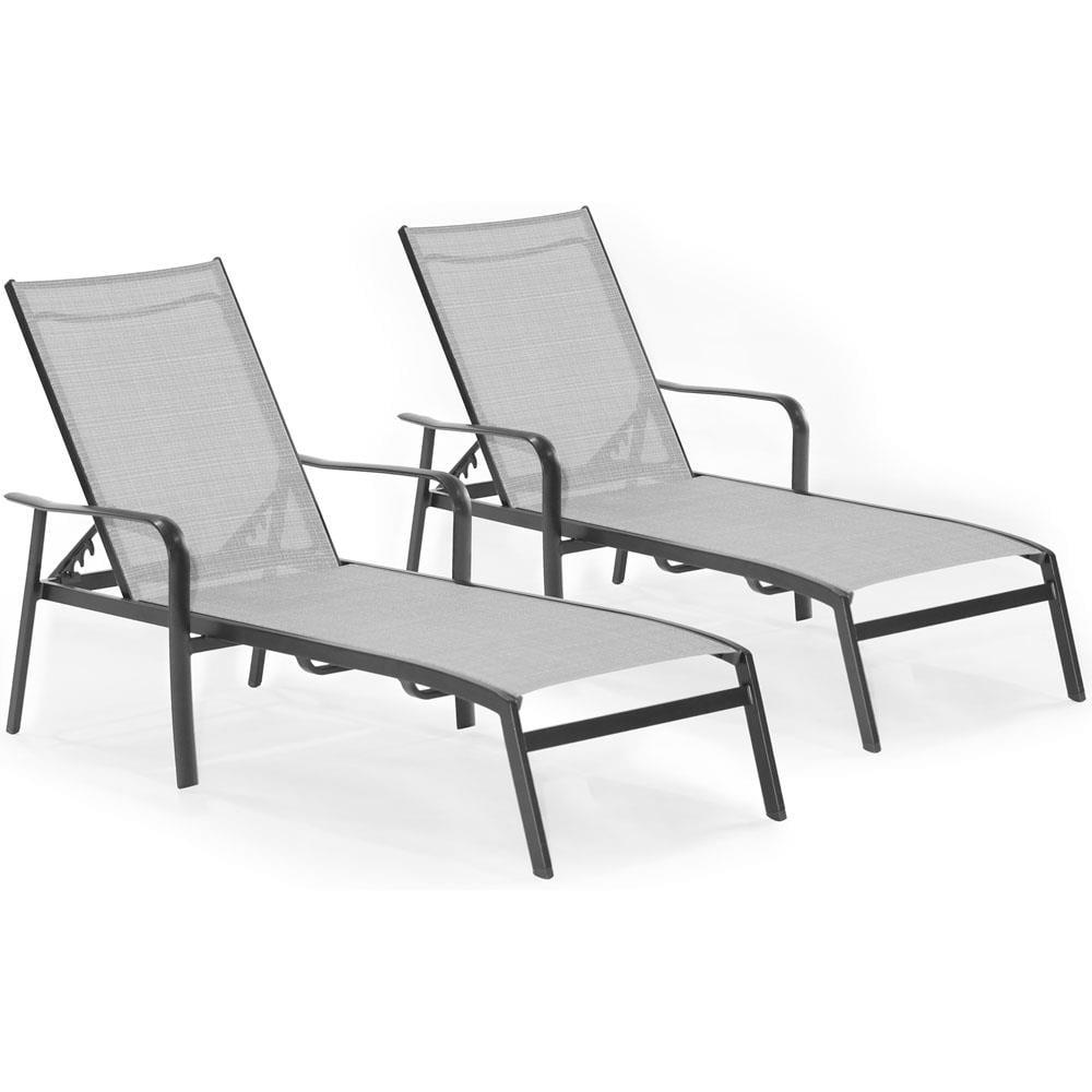 Foxhill 2-Piece Gunmetal Aluminum Chaise Lounge Set with Sunbrella Fabric