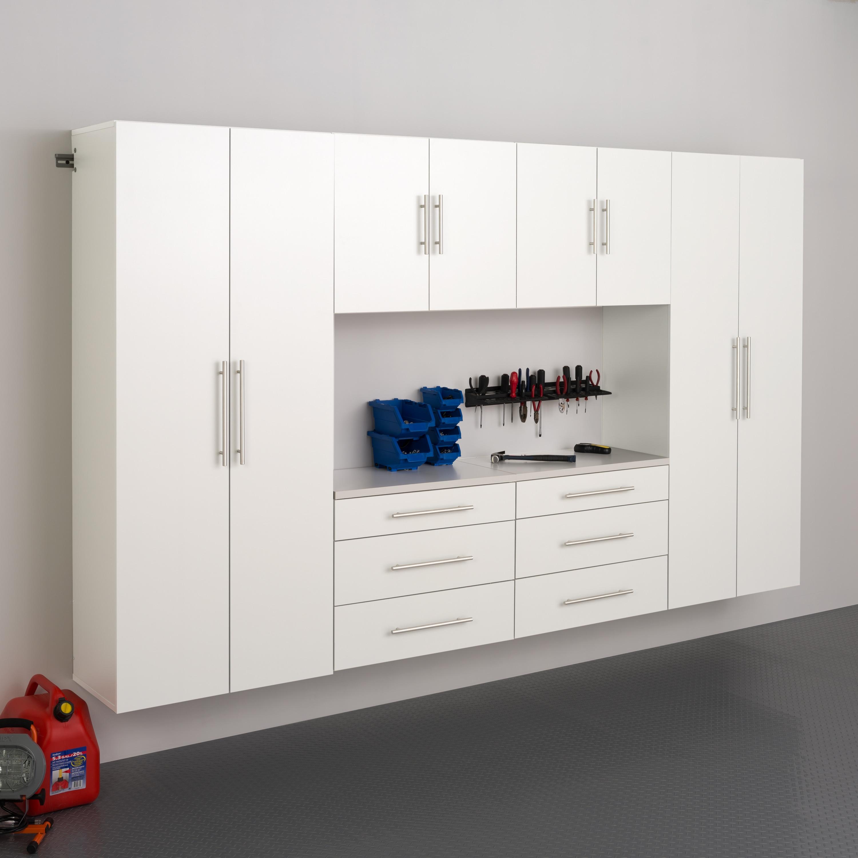 Prepac HangUps 6 Piece 120" Wall Mounted Garage Cabinet Set in White