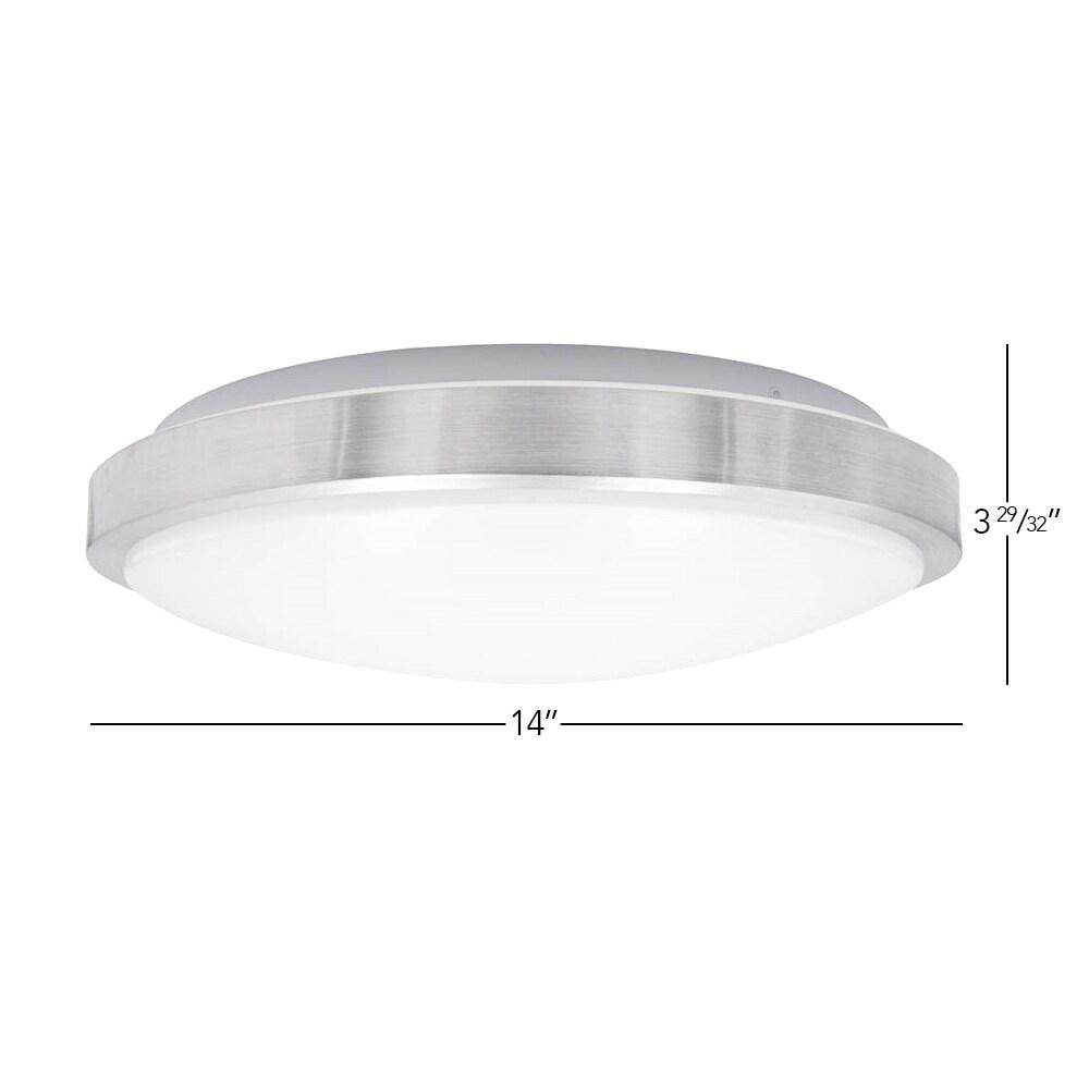 Maxxima 14 in. LED Round Flush Mount Ceiling Light Fixture, Brushed Aluminum Trim, Dimmable, 3000K Warm White, 1600 Lumens