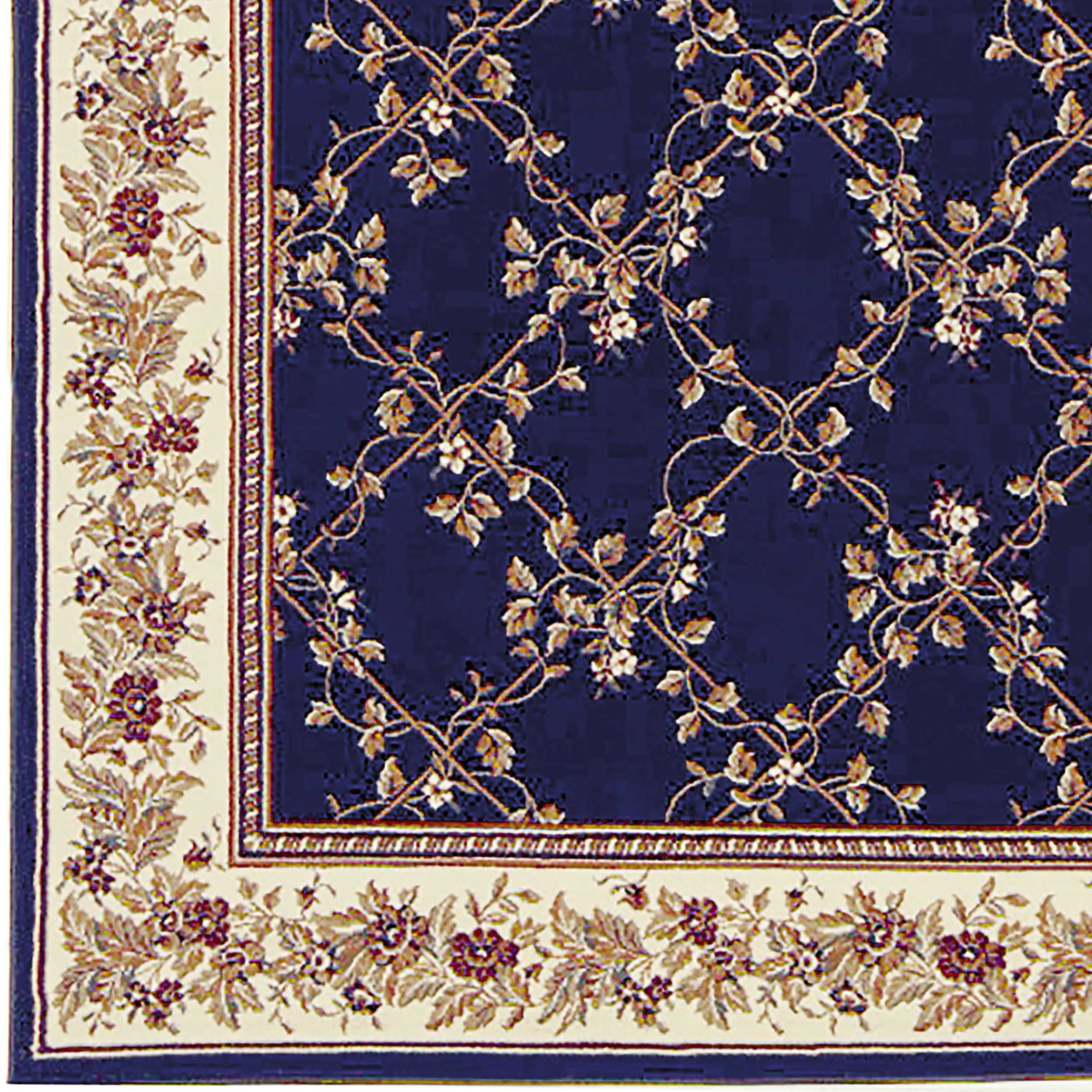 Radici Usa Noble Area Rug 1427 Navy Blue Floral Country 2' 2" x 8' Rectangle
