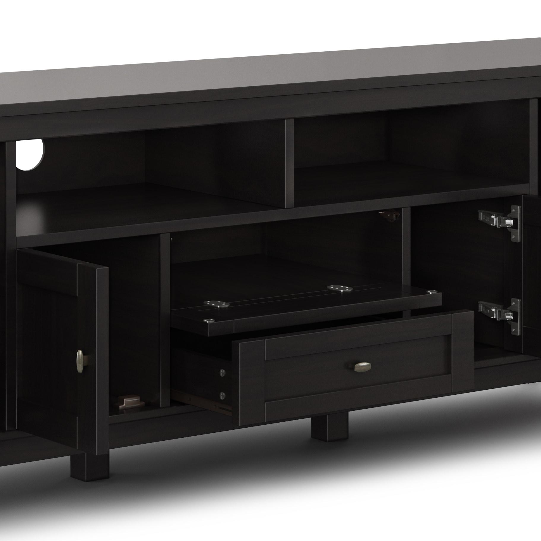 Simpli Home Warm Shaker 72"W Solid Wood TV Stand for TVs up to 80" with 4 Storage Cabinets and 2 Drawers