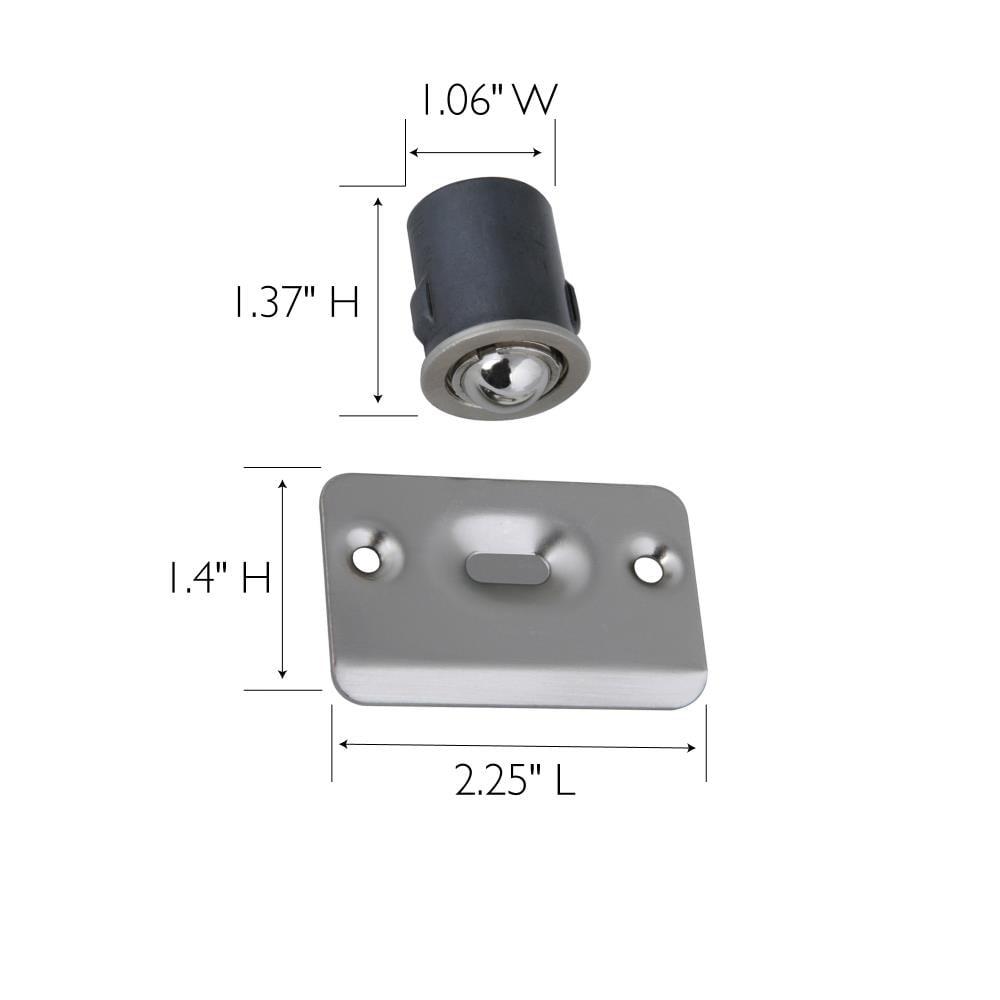 Design House 2-Pack Drive-In Ball Catch for Closet Doors with Dummy Hardware, Satin Nickel