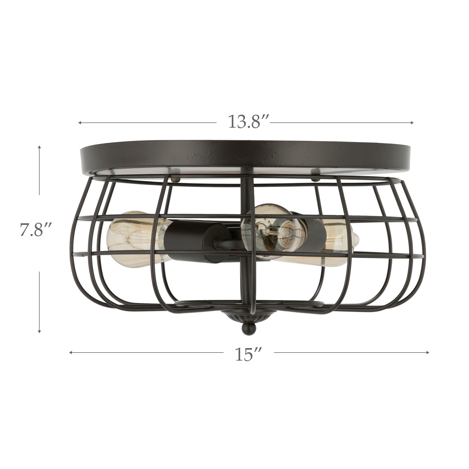 VONLUCE Flush Mount Ceiling Lights, 2-Light Hallway Ceiling Lighting Fixtures, 11 inch Farmhouse Metal Cage Ceiling Lights for Entryway Kitchen, Adjustable Lamp Holders, ETL, 2 pcs, Oil-Rubbed Bronze