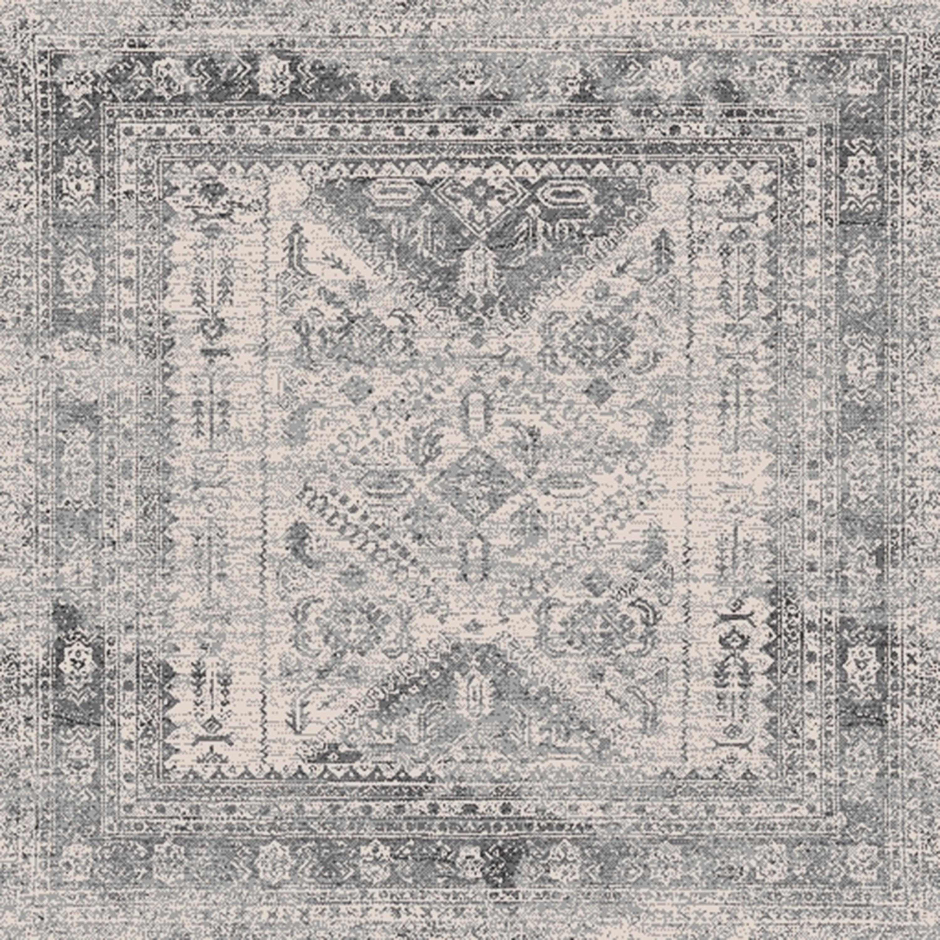 Livabliss 5'3"x5'3" Square Melissa Traditional Rugs Charcoal Gray: Medium Pile, Stain & Fade-Resistant