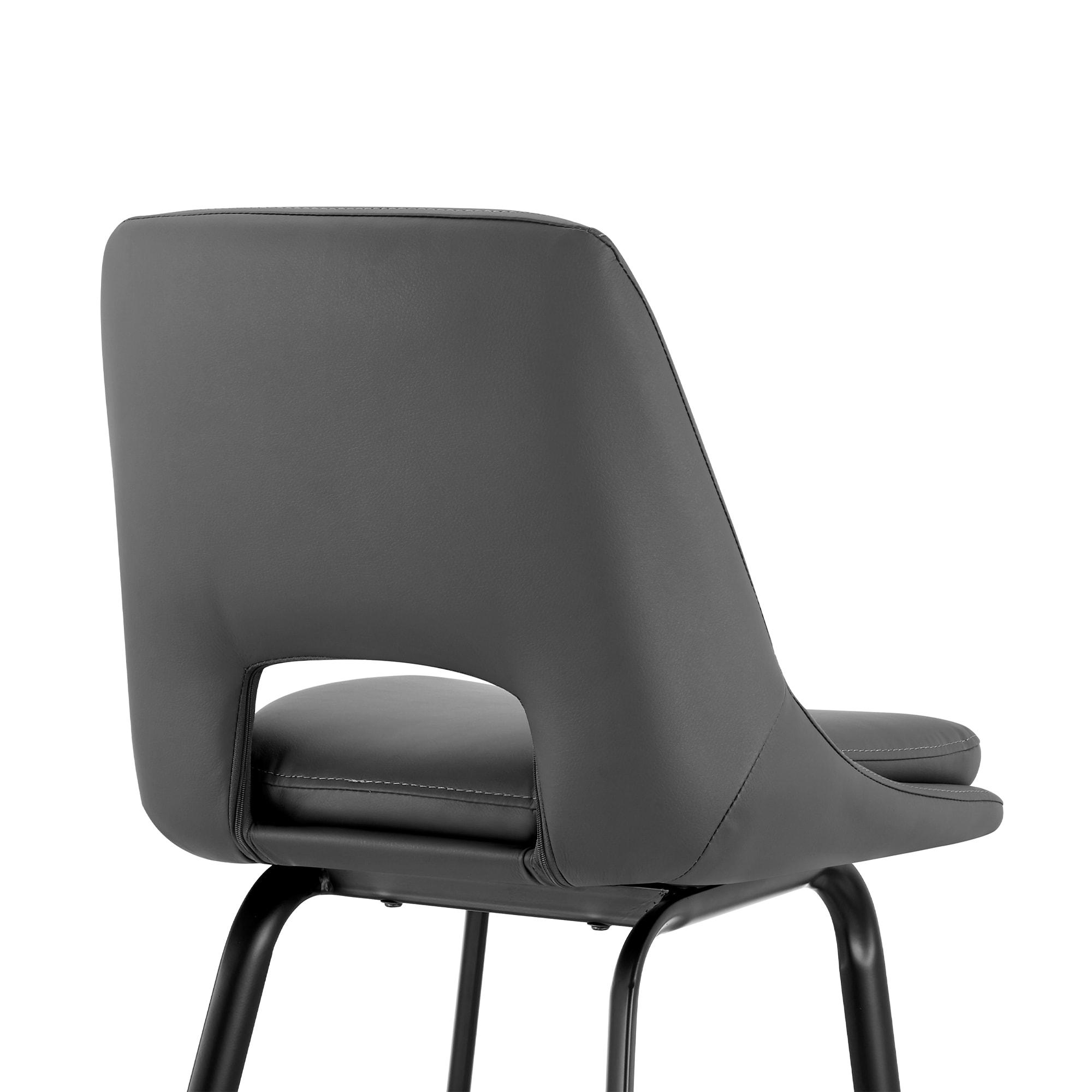 Armen Living Indoor Carise Gray Faux Leather and Black Metal Swivel 26" Counter Stool