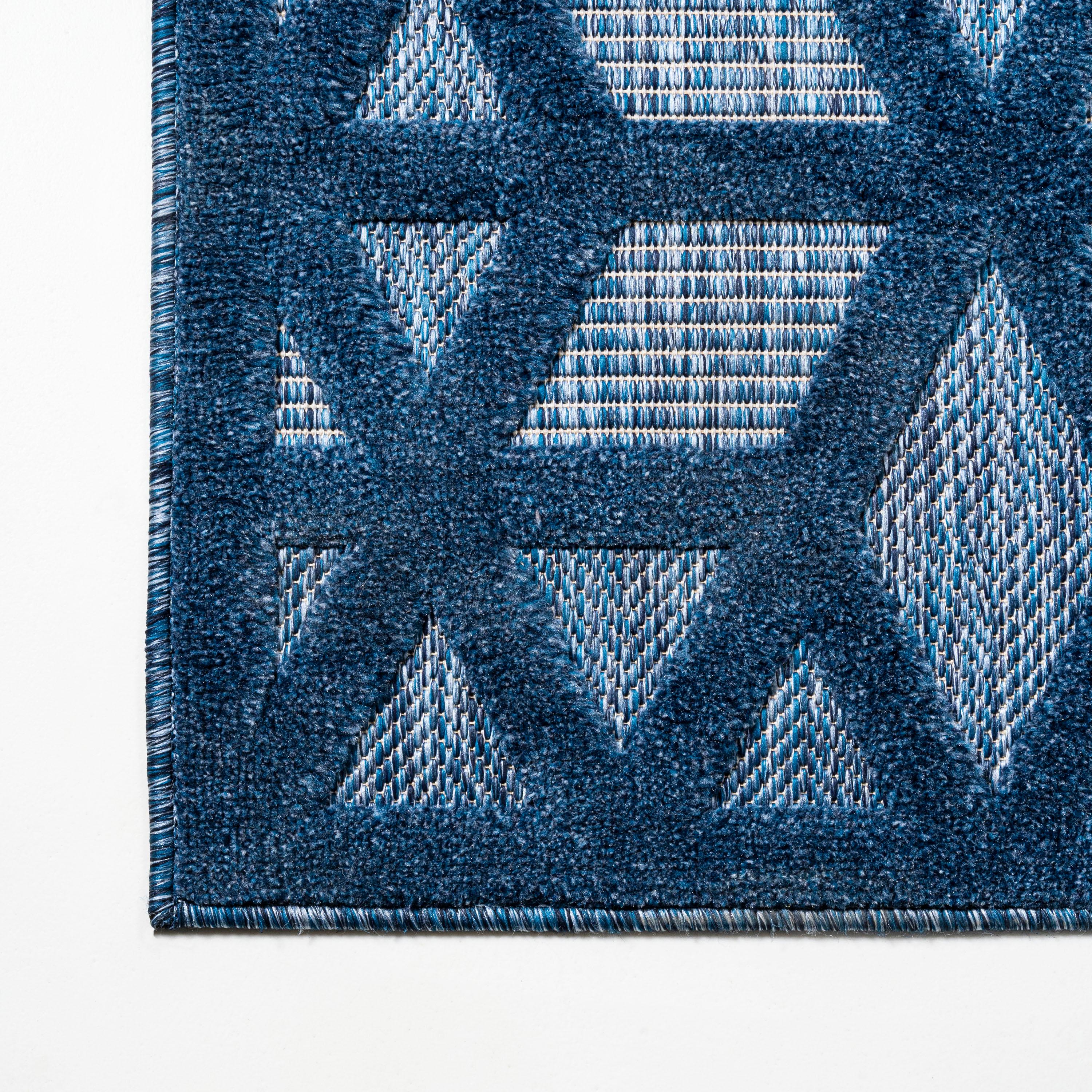 8'x10' Talaia Neutral Geometric Indoor/Outdoor Area Rug, Navy - JONATHAN Y