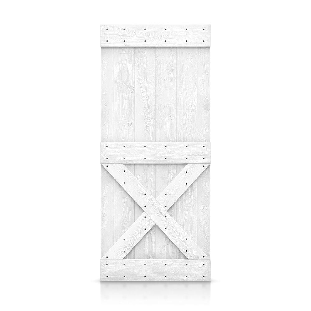 Calhome 84'' Solid Wood Paneled Painted without Installation Hardware Kit Barn Door
