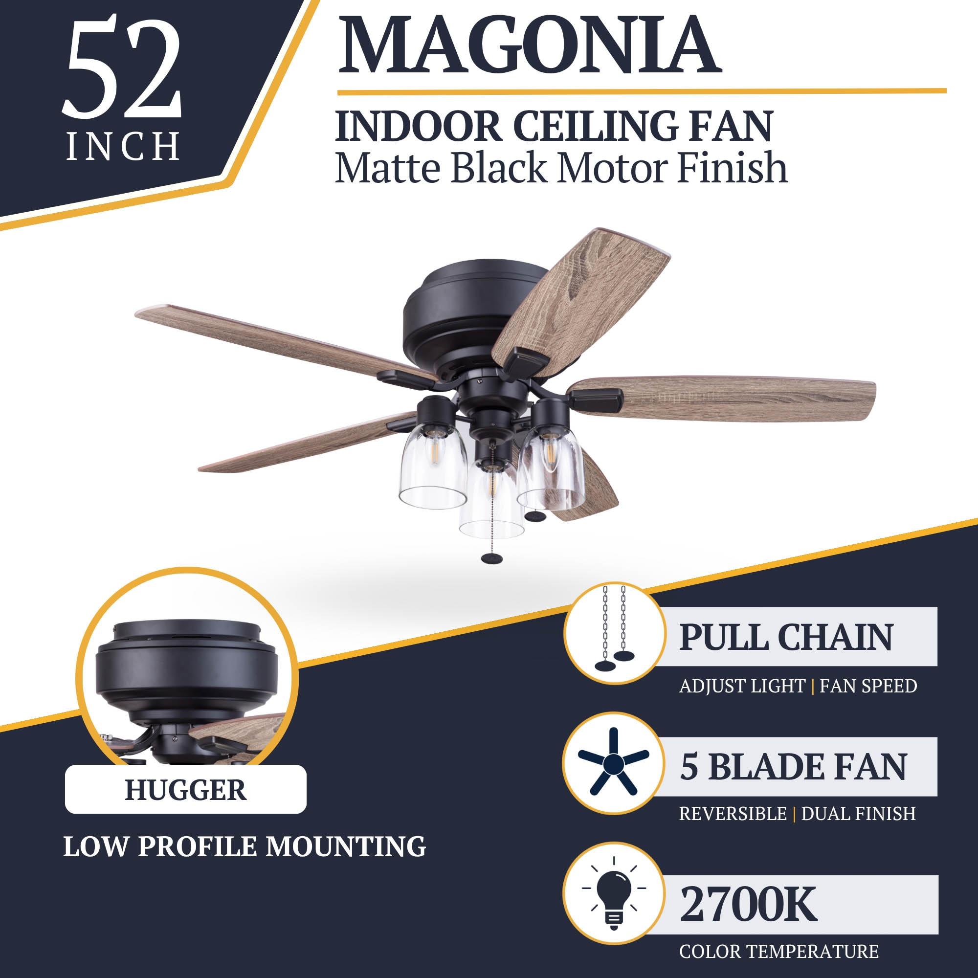 Prominence Home Magonia 52 Led Magonia 52" 5 Blade Indoor Led Ceiling Fan - Black