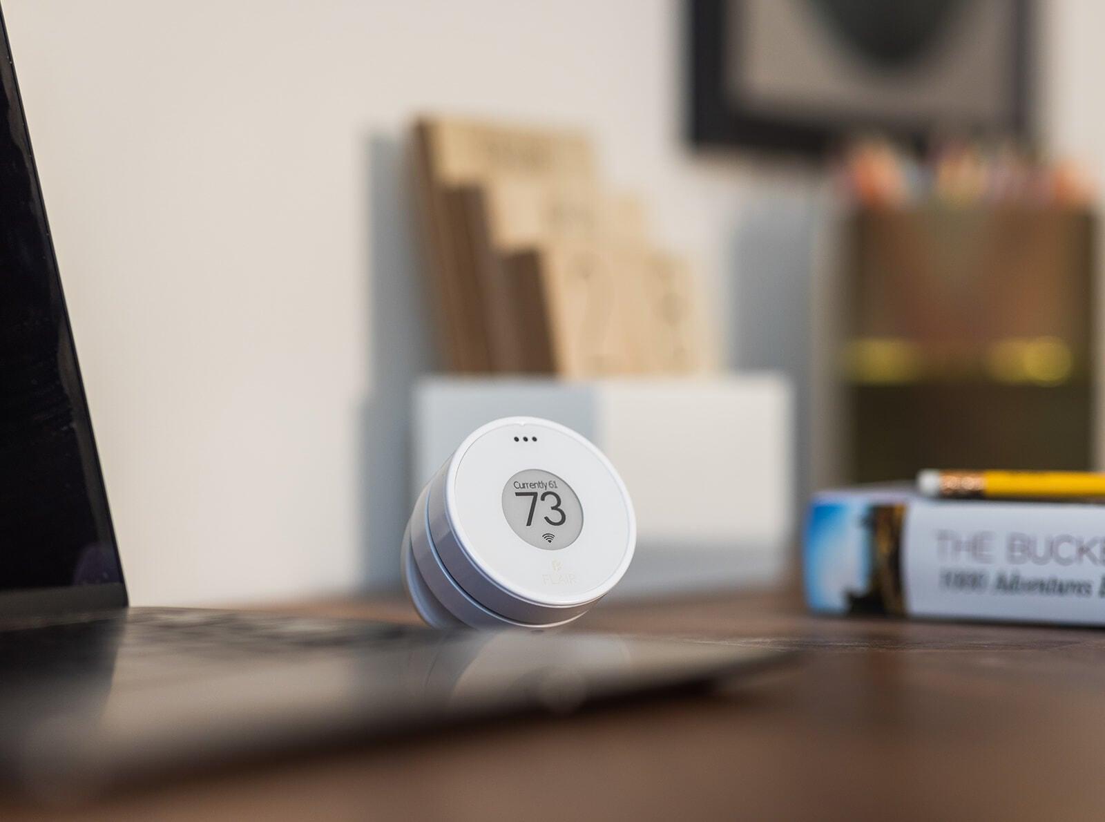 Flair Puck, WiFi Wireless Thermostat (Pearl White). Controls Flair Smart Vents. Compatible with Alexa, works with ecobee, Honeywell smart thermostats, and Google Assistant.