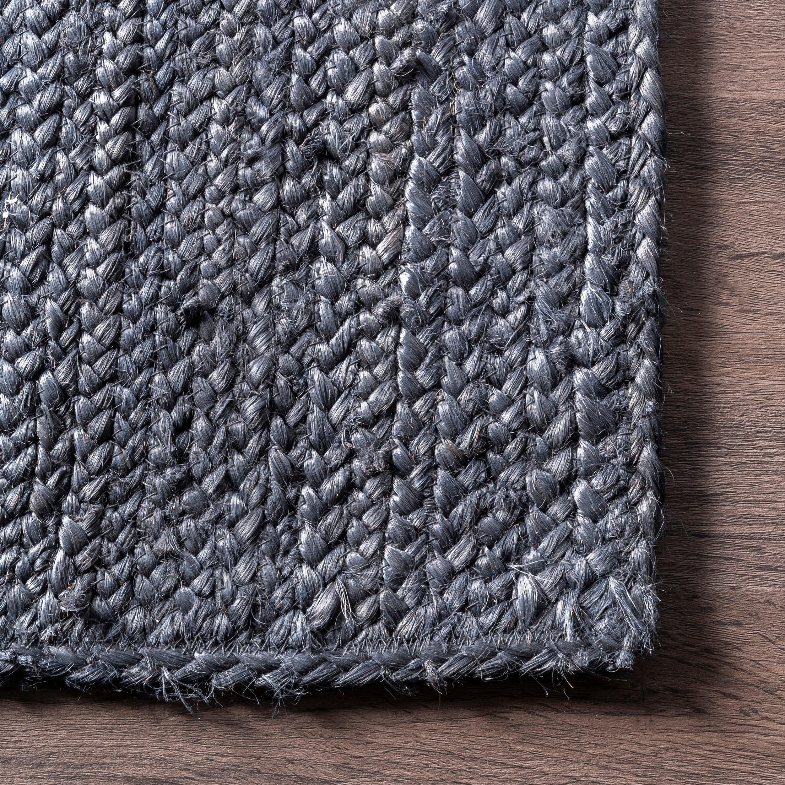 Braided Navy Synthetic 52" Easy Care Handmade Rug