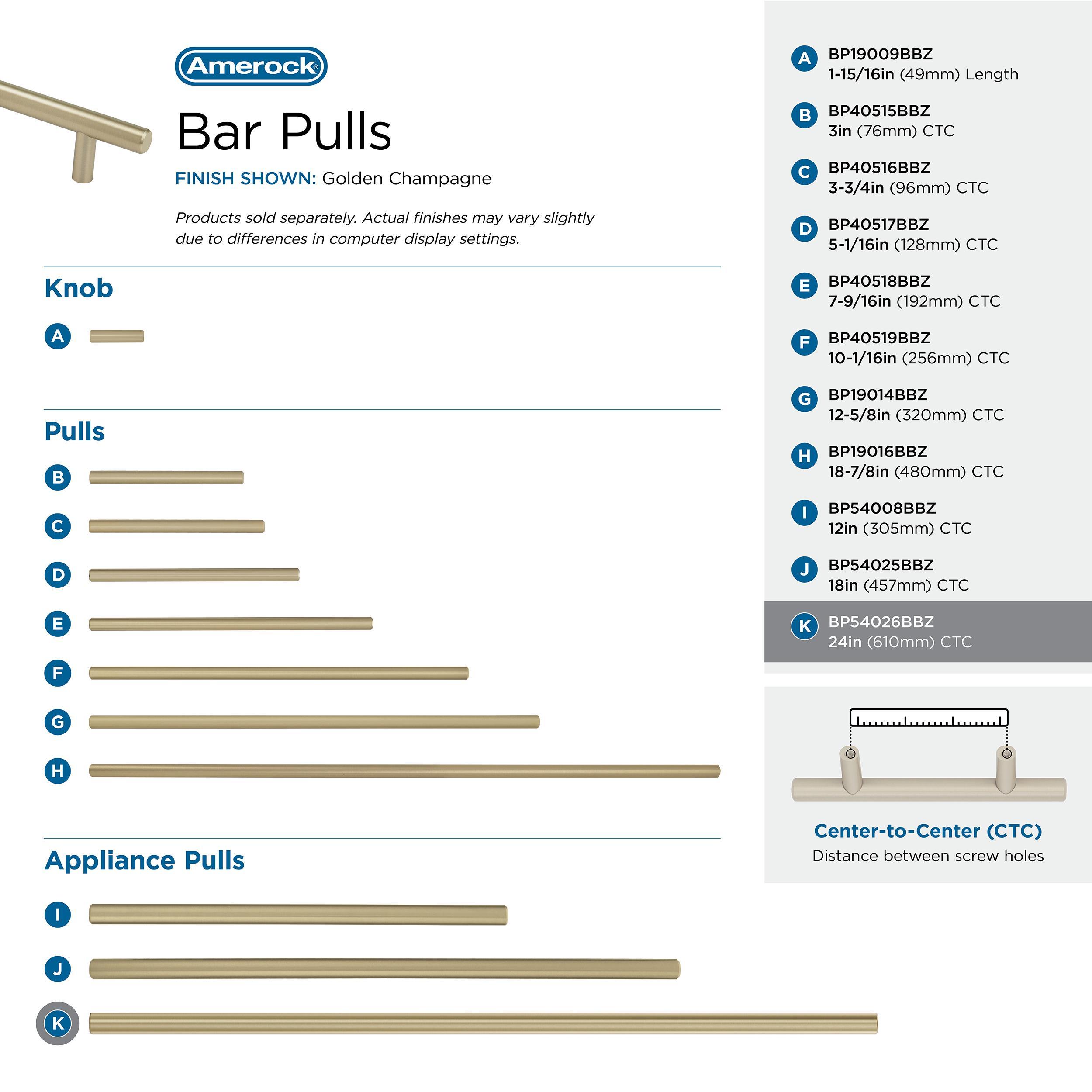 Bar Pulls 24" Center to Center Appliance Pull