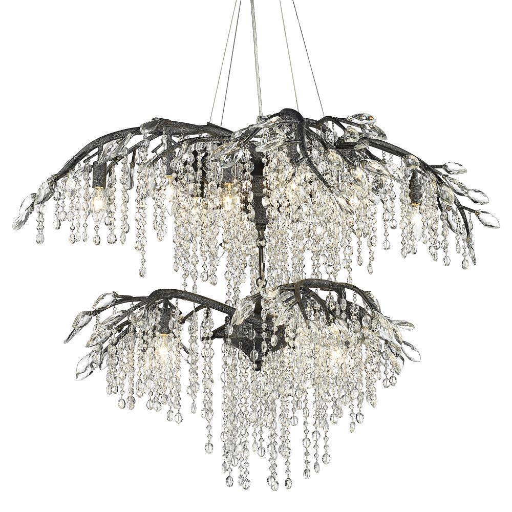 Golden Lighting Autumn Twilight 18-Light Chandelier in Black Iron