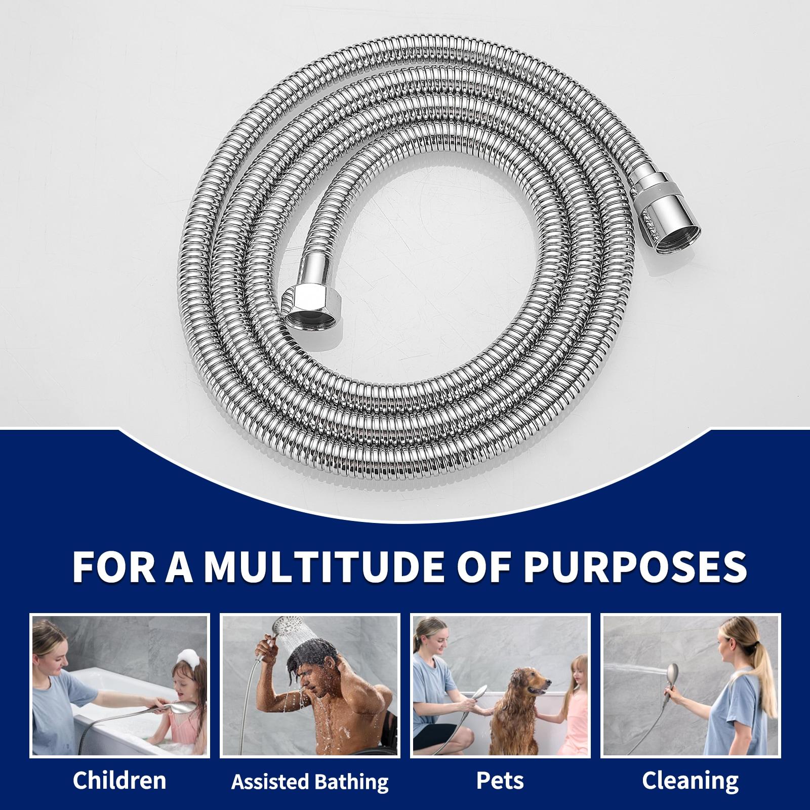 71 In. Modern Flexible Handheld Shower Hose Replacement For Bathing Toilet Cleaning Pet With Brass Fitting In Chrome