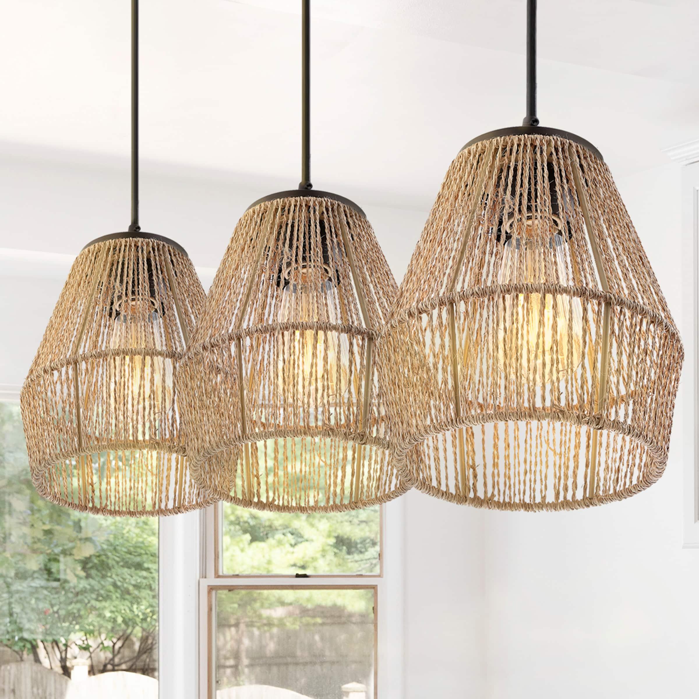 Jonathan Y Ibiza Island Seagrassmetal Bohemian Coastal Led Pendant