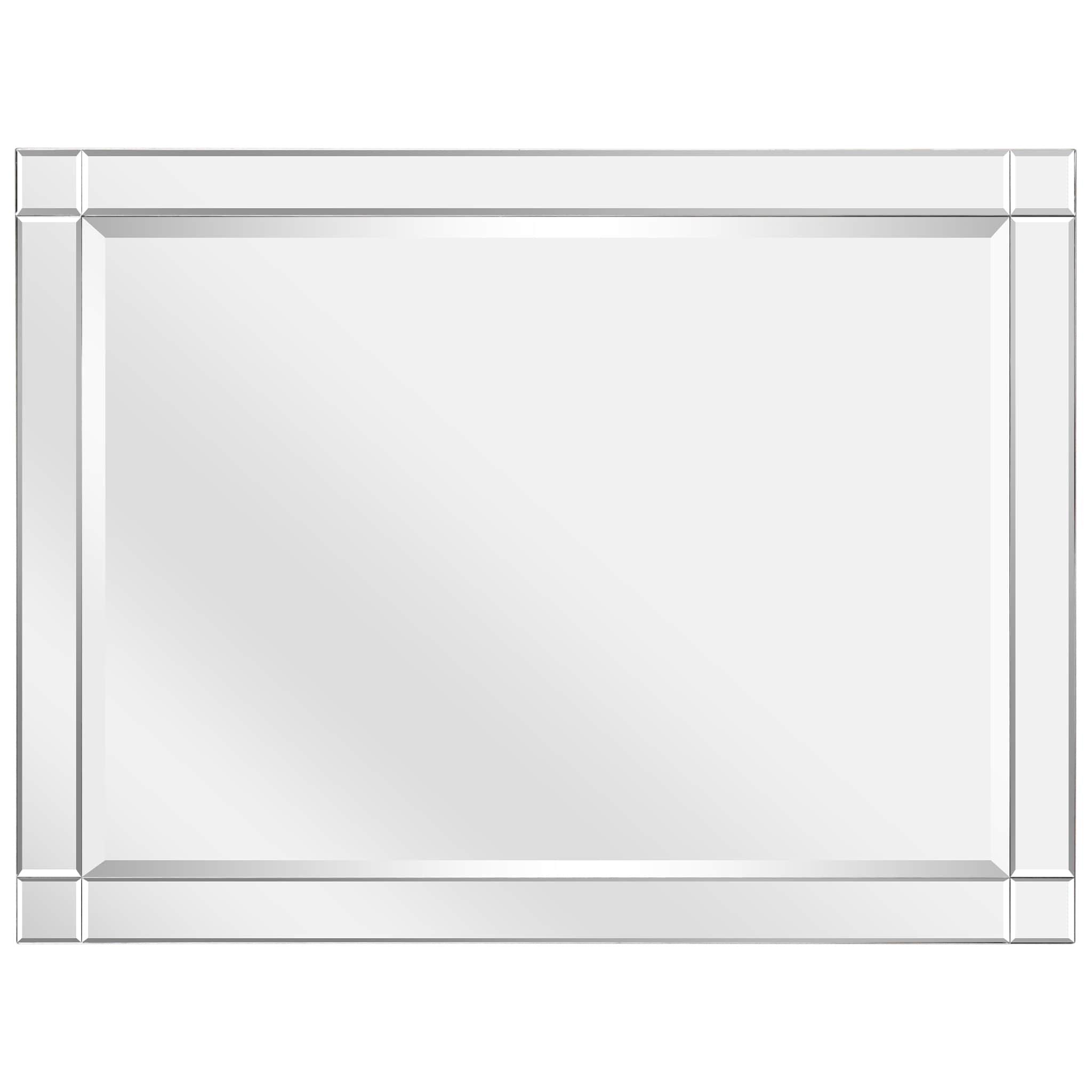 Empire Art Direct Moderno Squared Corner Beveled Rectangle Wall Mirror, Solid Wood Frame, 1"-Beveled Center Mirror, Ready to Hang - Clear 30 in. x 40