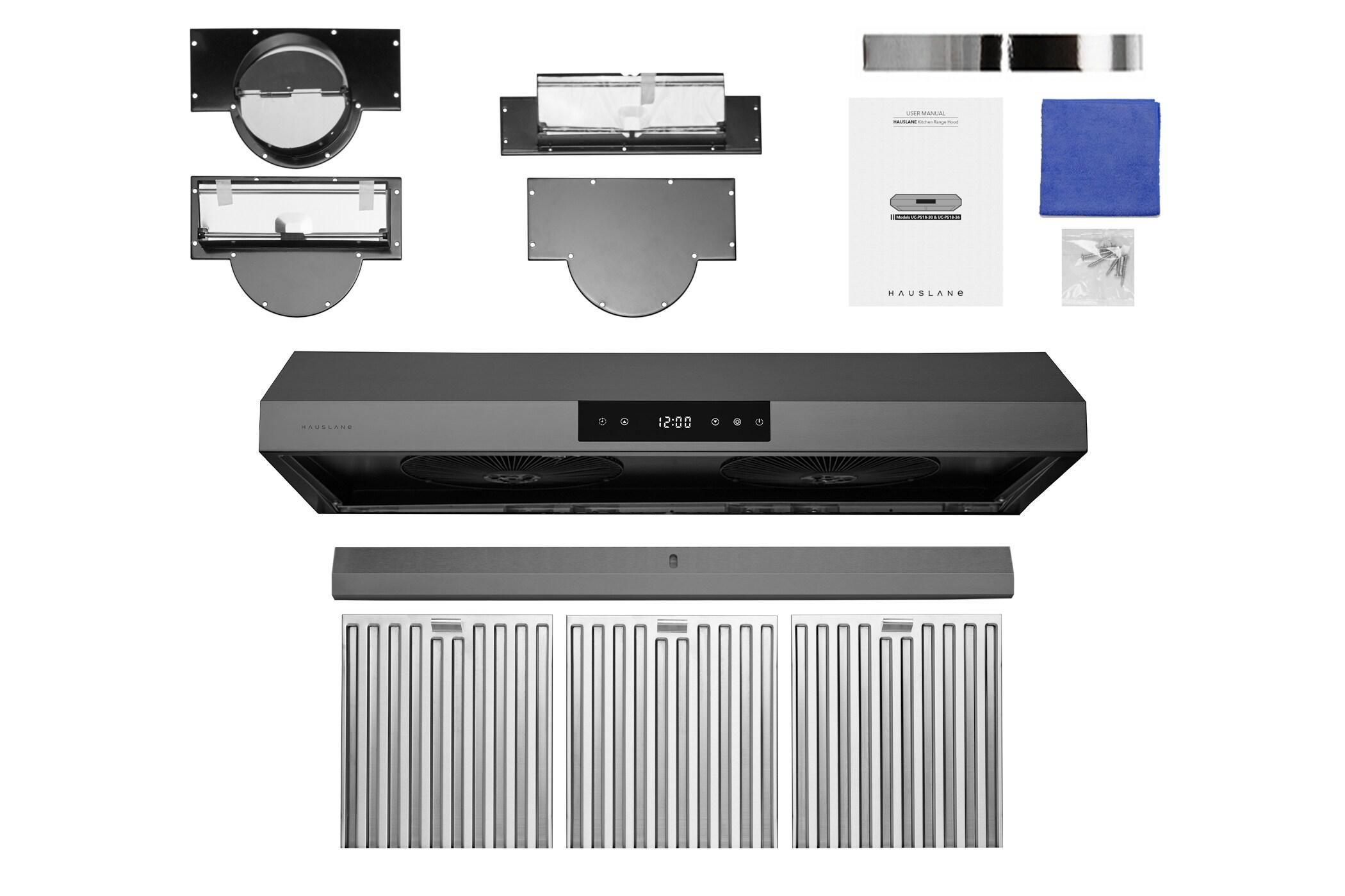 Hauslane Hauslane Range Hood 30 Inch - Under Cabinet Range Hood 30" Stainless Steel Kitchen Hood, Vent Hood 30 Inches, Stove Vent Hood for Kitchen, Vent Hoods 30 Inch with LED - Chef Series PS18 UC-PS18BSS-36