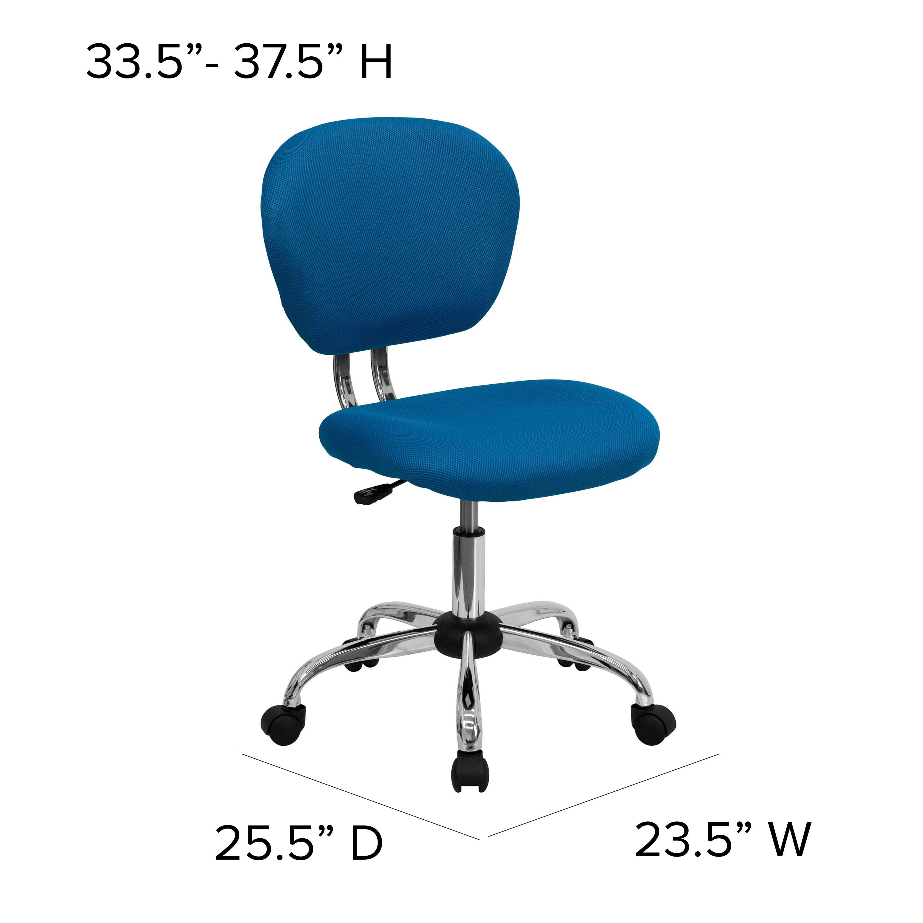 Turquoise Mesh Mid-Back Ergonomic Swivel Task Chair
