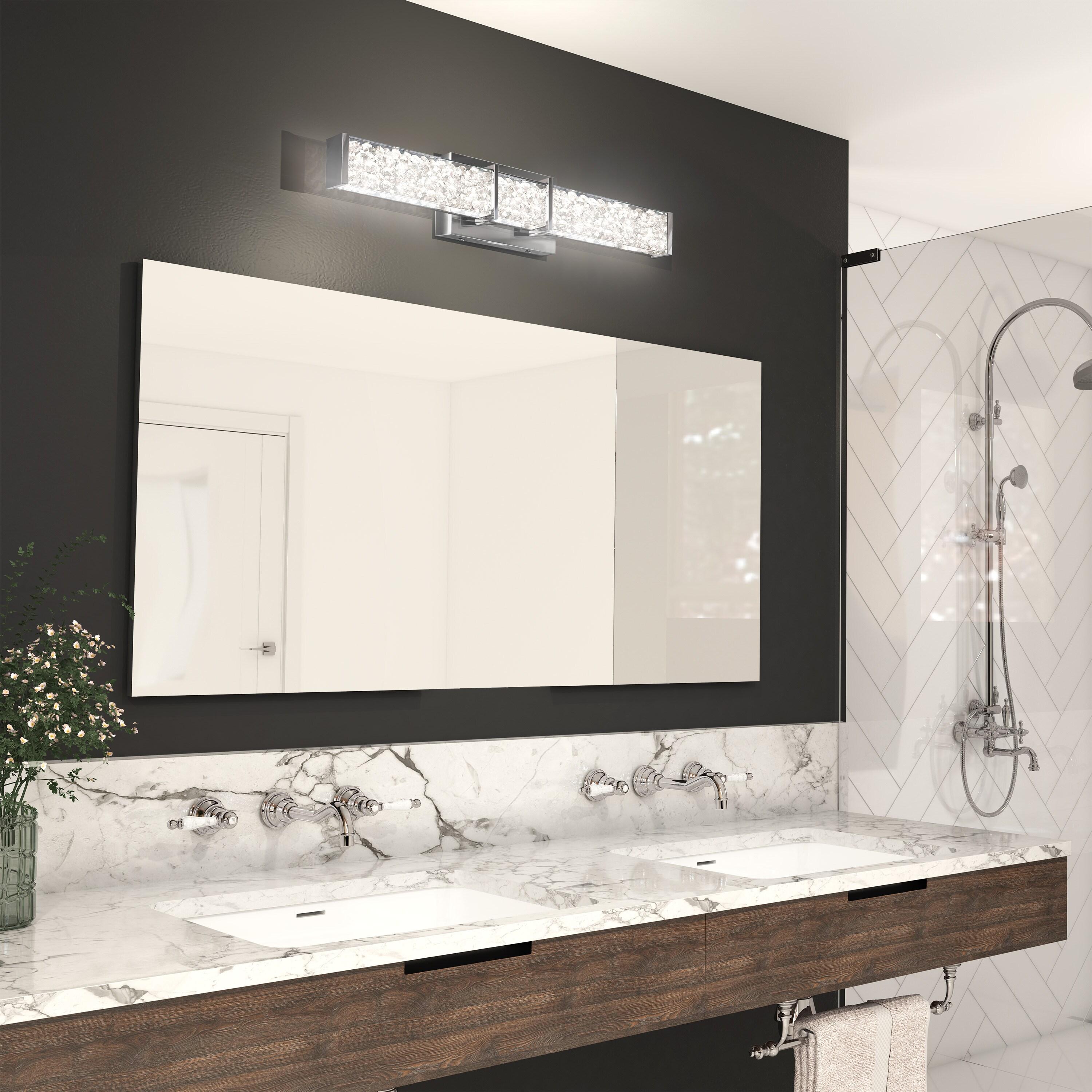 Artika Riviera 27 in. 1-Light Chrome Modern Integrated LED Vanity Light Bar for Bathroom with Crystals