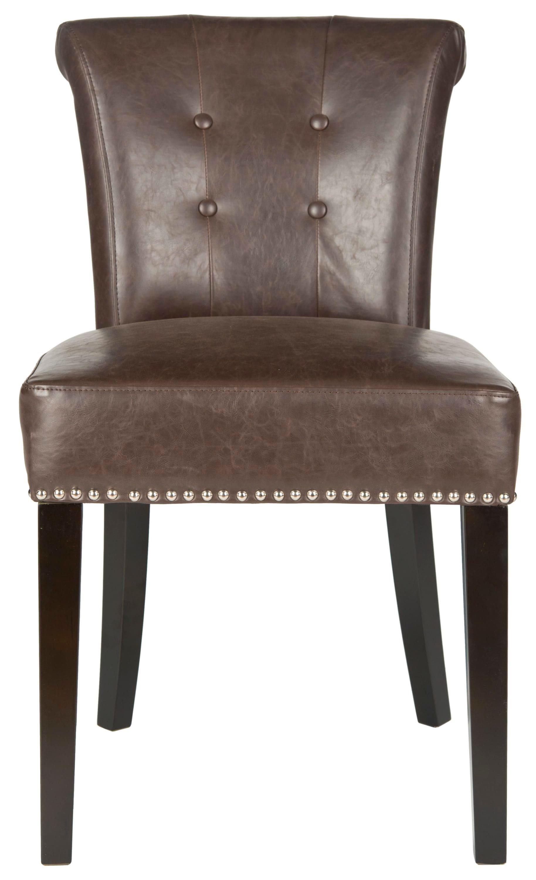 Sinclair 21''H Ring Chair (Set of 2) with Silver Nail Heads - Antique Brown - Safavieh