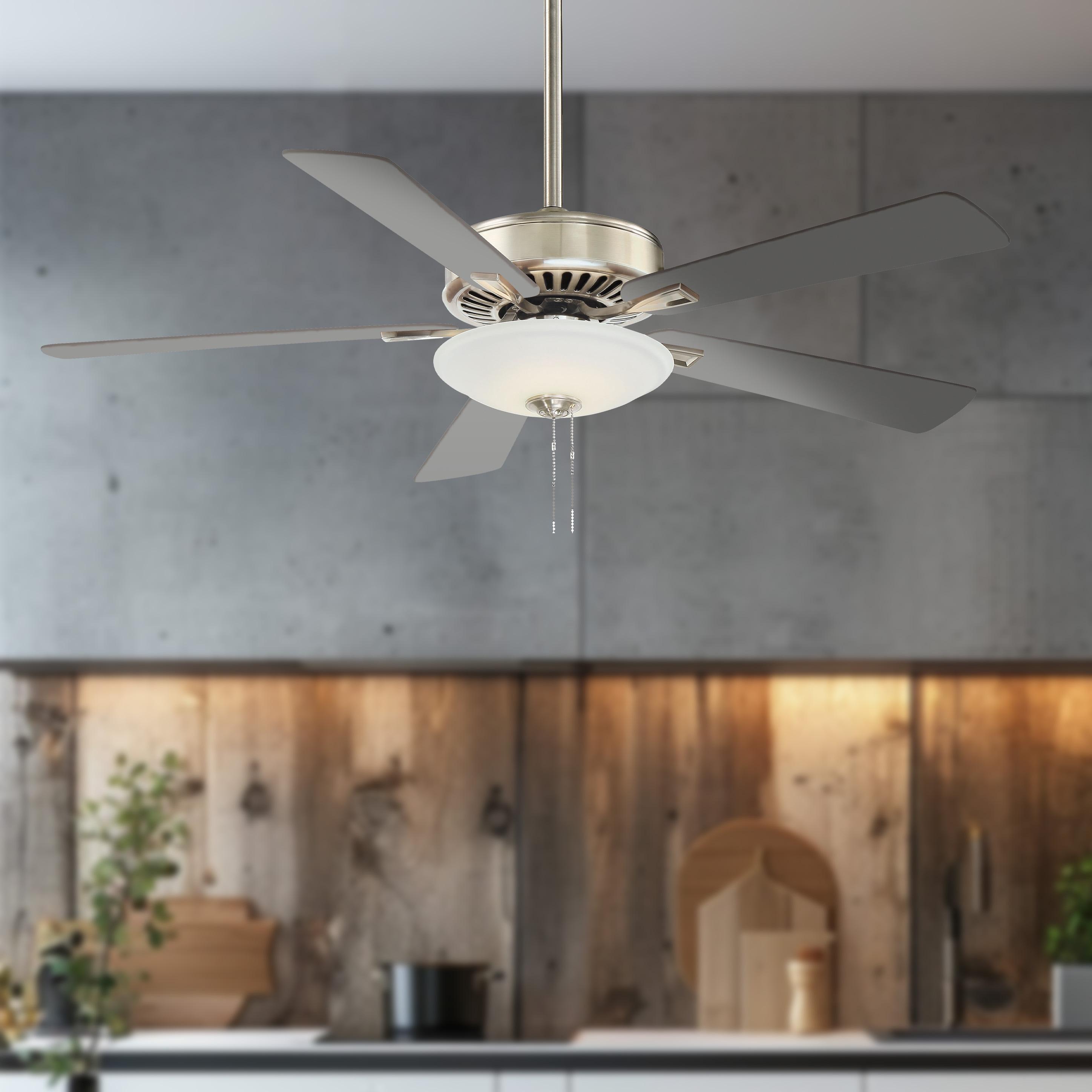 52" Minka Aire Modern Indoor Ceiling Fan with LED Light Polished Nickel White Glass Shade for Living Room Kitchen Bedroom Family