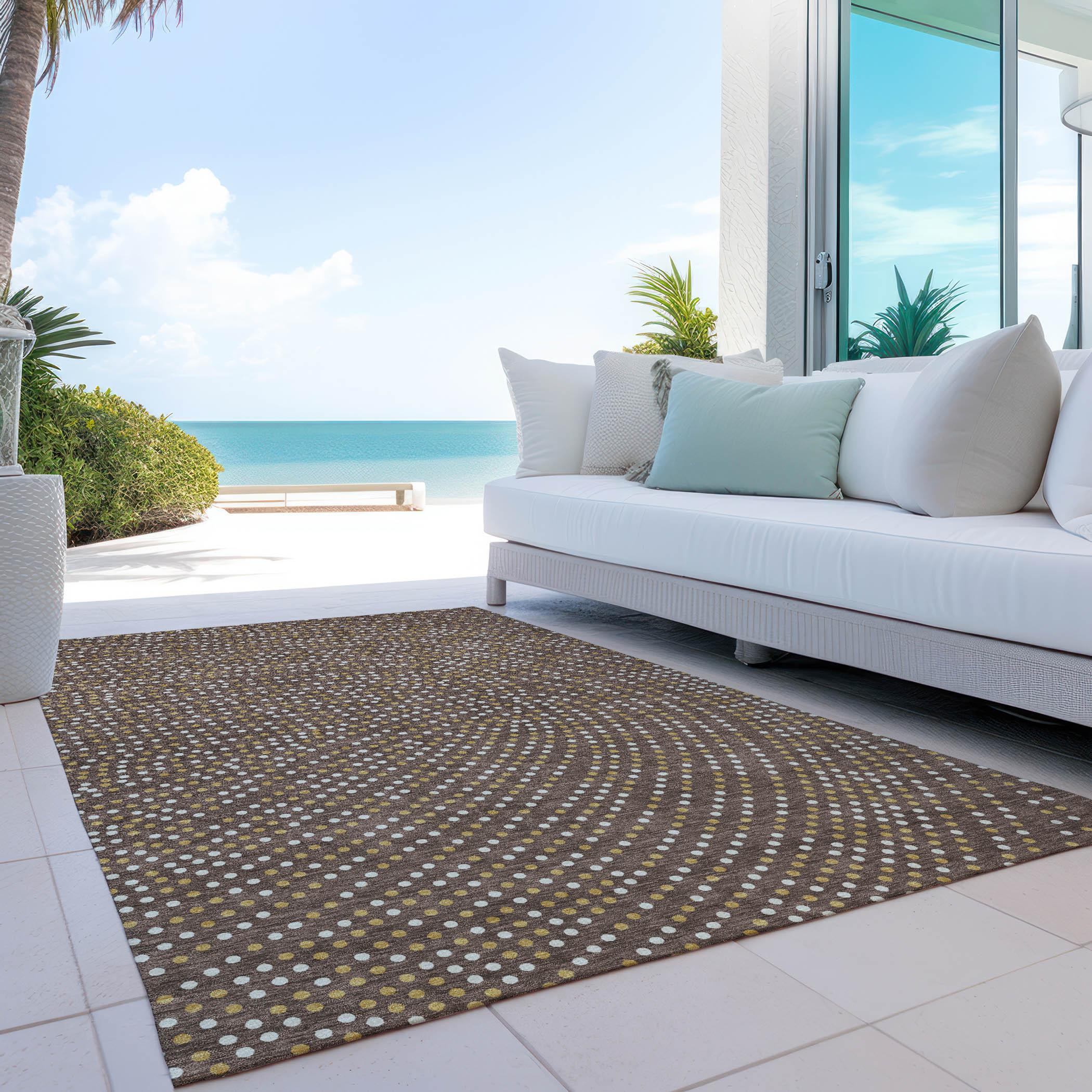 Machine Washable Indoor/Outdoor Chayden ACN1021 Brown 9' x 12' Rug