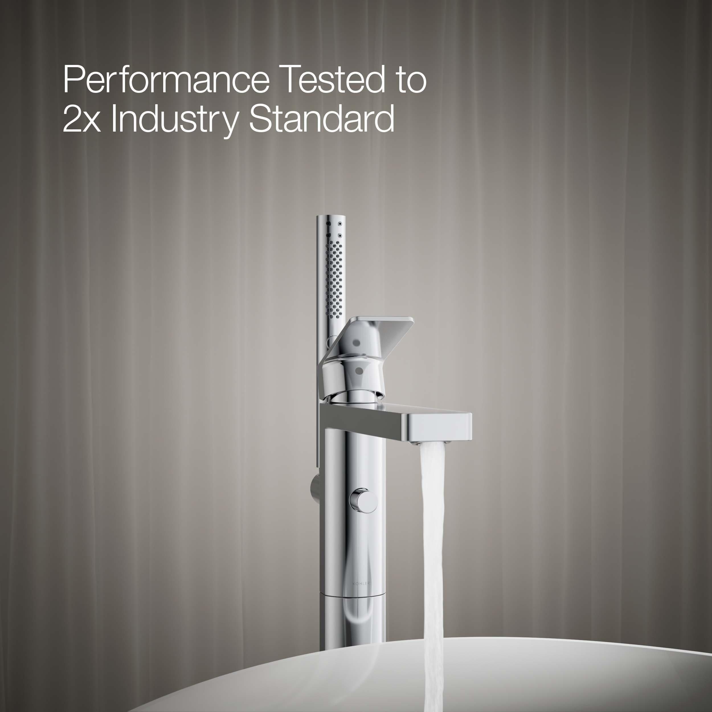 Parallel Floor-Mount Bath Filler Trim With Handshower