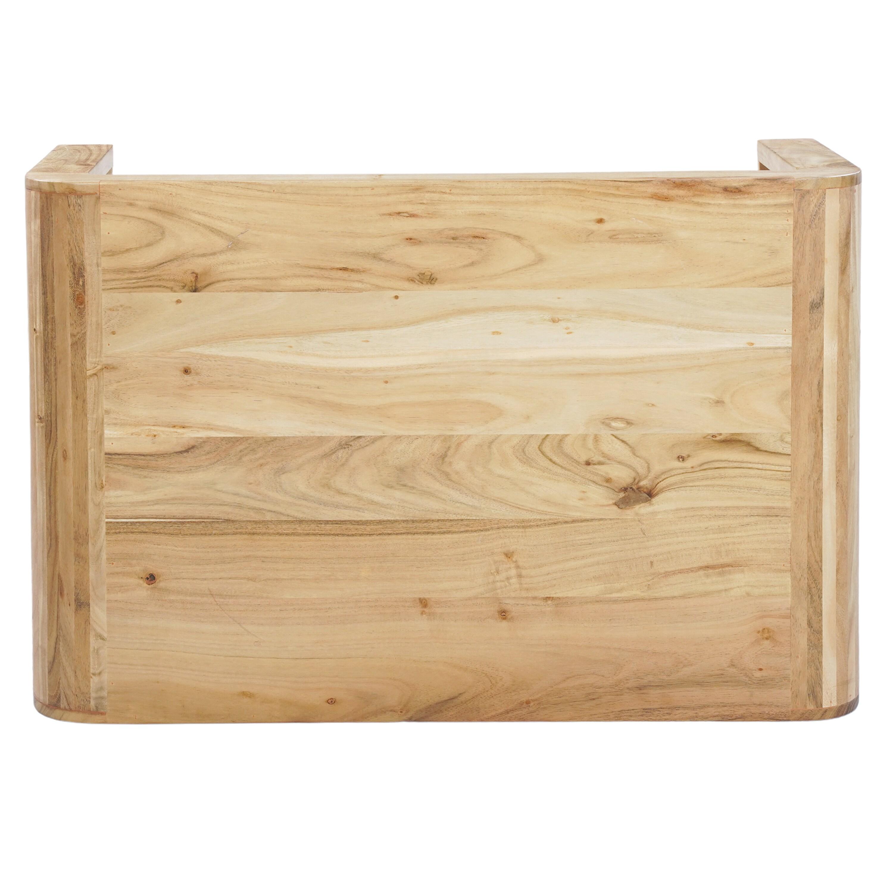 The Urban Port UPT-314336 36 in. Cascade Natural Acacia Wood Rectangular Curved Waterfall Top Coffee Table, Brown