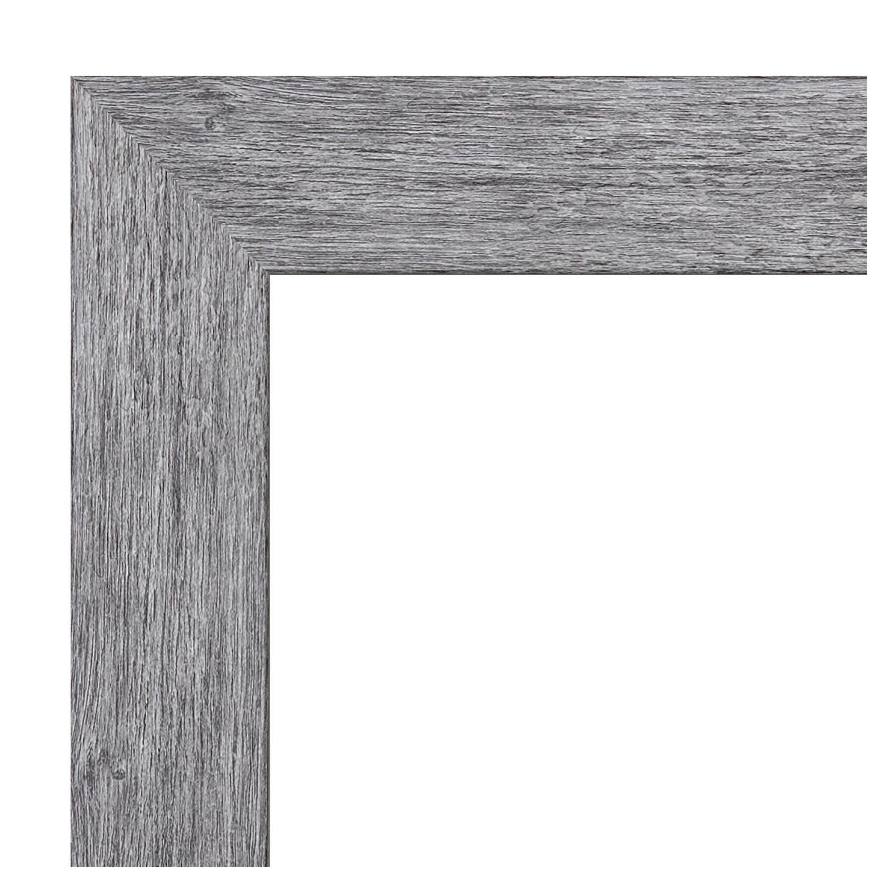 Amanti Art Beveled Bathroom Wall Mirror - Bark Rustic Char Frame Bark Rustic Grey Outer Size: 23 x 29 in Silver, Brown, Grey
