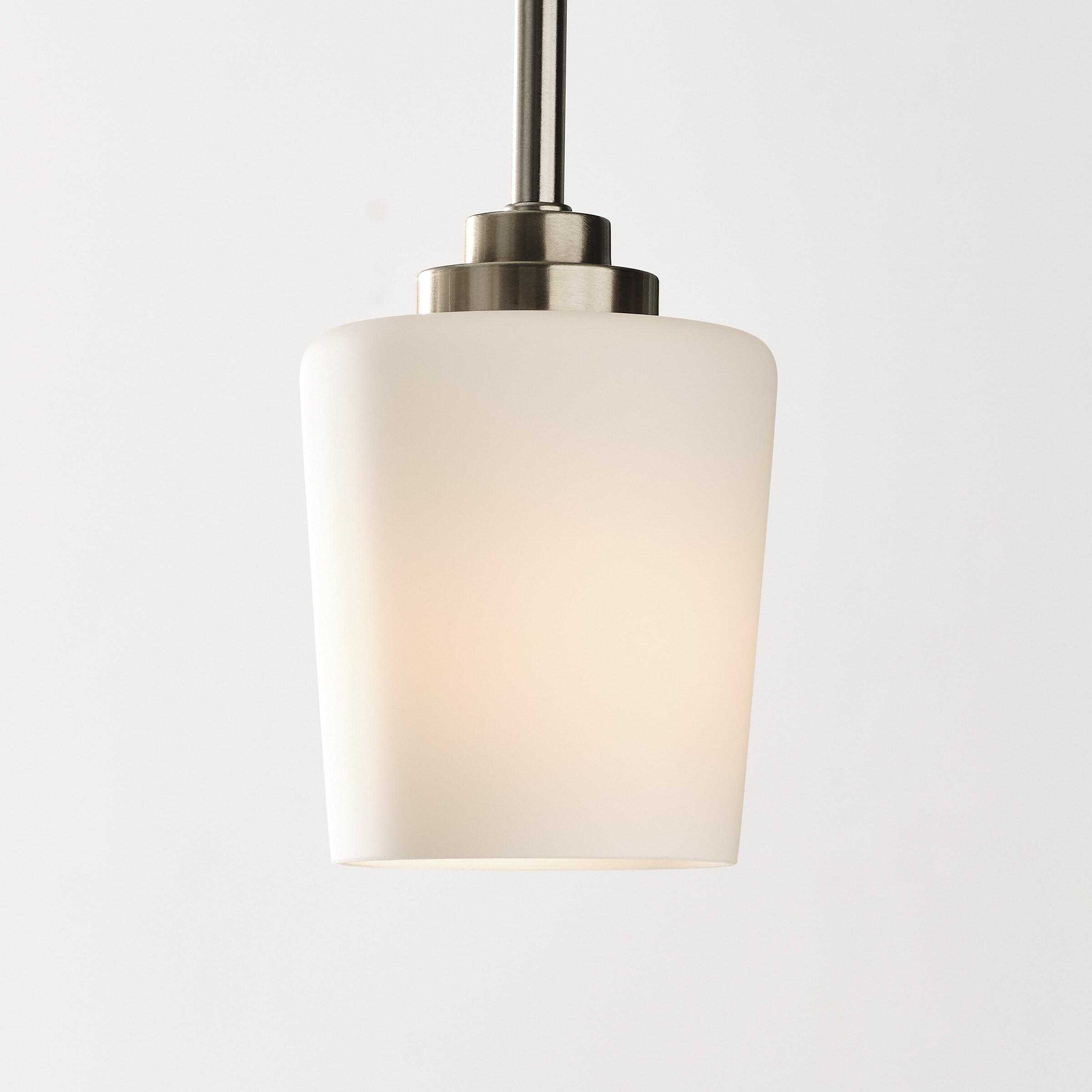 Windom Transitional Mini-Pendant in Brushed Nickel with Etched Opal Glass