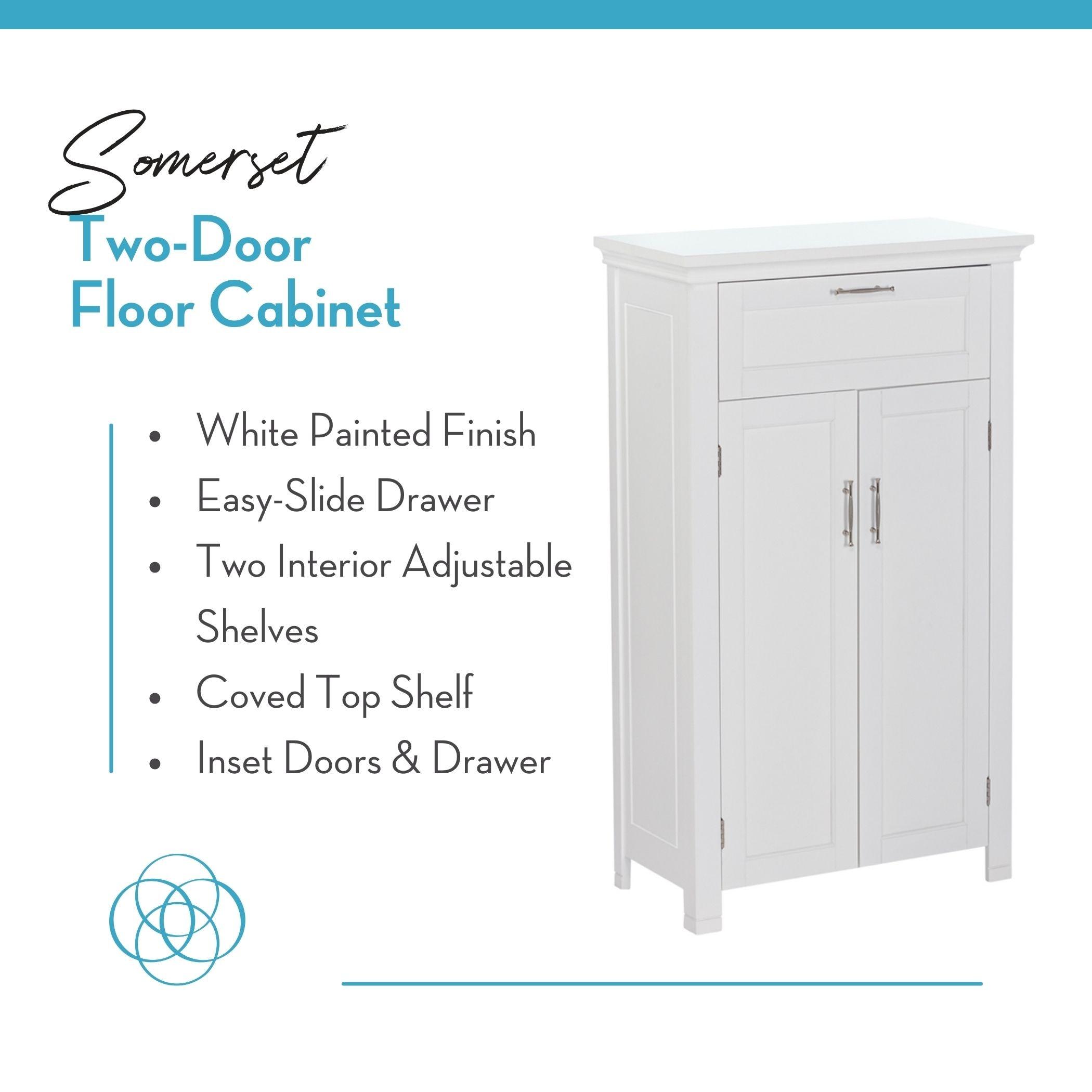 RiverRidge Somerset Two-Door Bathroom and Laundry Storage Cabinet with Drawer and Adjustable Shelf