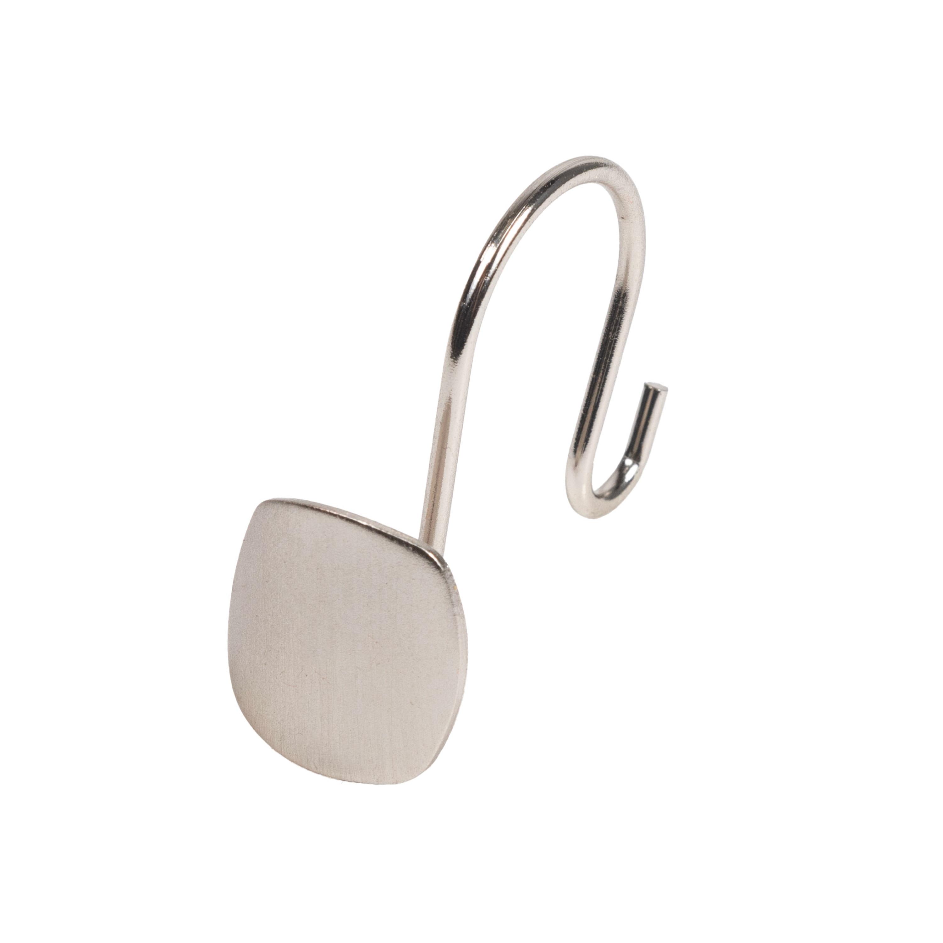 Kenney Kenney Abstract Rust-Resistant Metal Double Decorative Shower Curtain Hooks, Set of 12, Brushed Nickel (Set of 12)