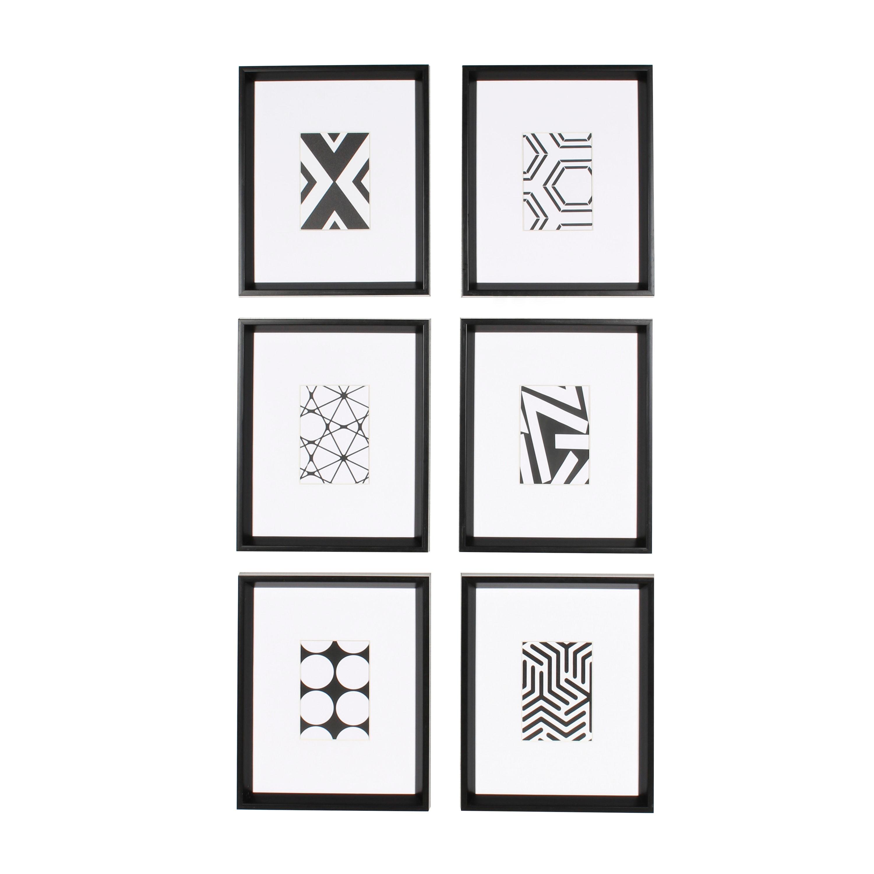 6pc 12" x 15" Calter Framed Print Art Set Black - Kate and Laurel