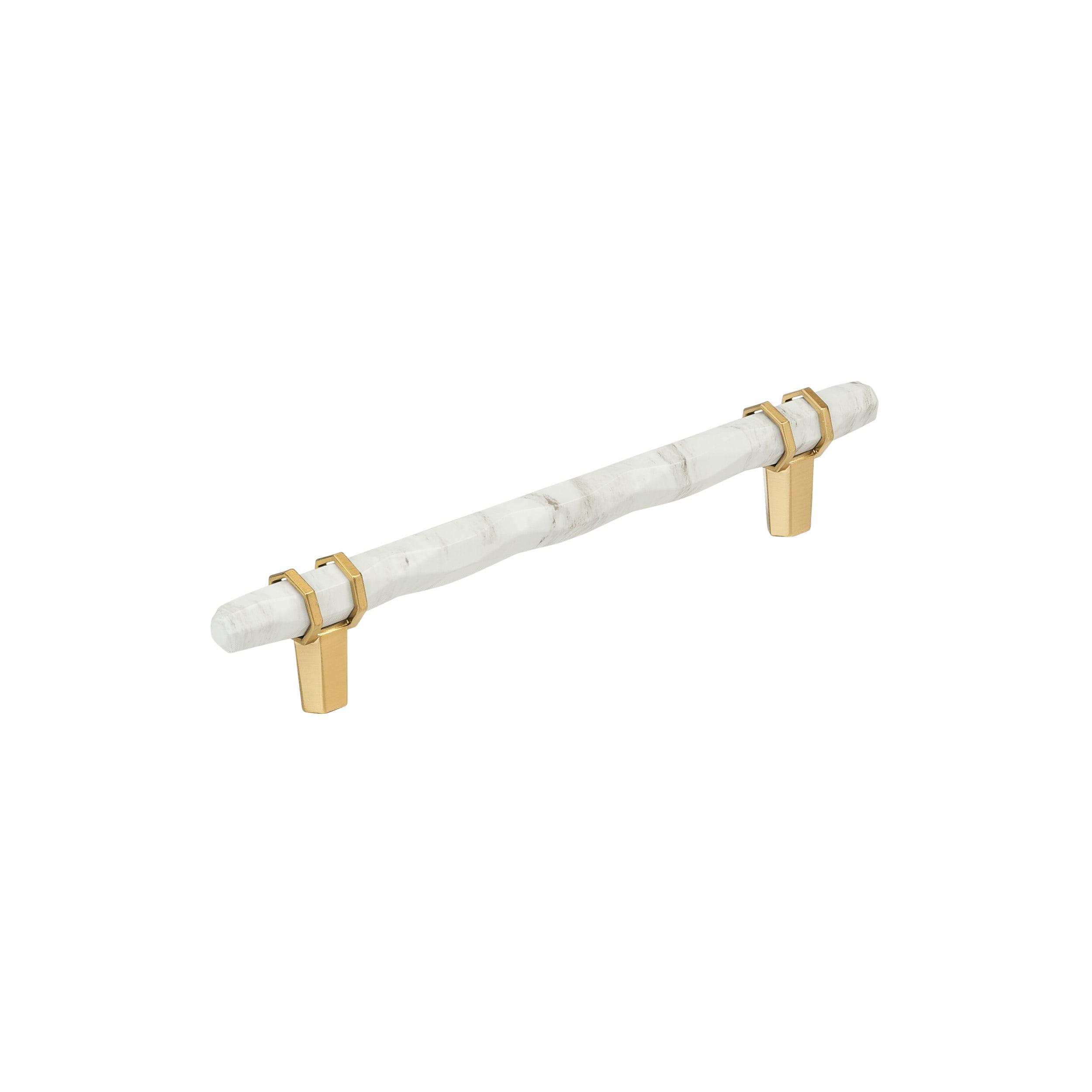 Marble White and Champagne Bronze 6-5/16" Cabinet Pull