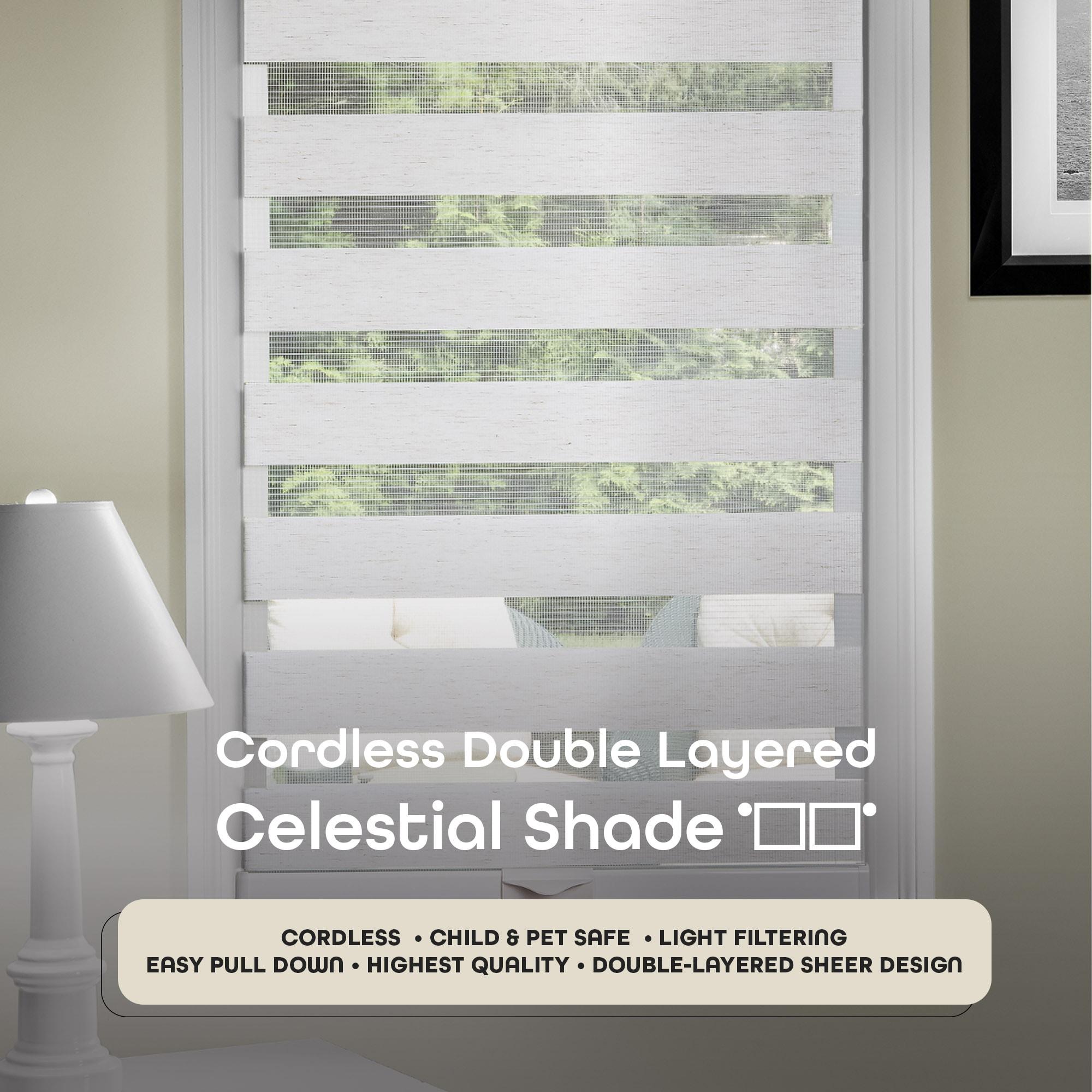 Celestial Linen Cordless Light Filtering Double Layered Polyester Roller Shade 34 in. W x 72 in. L