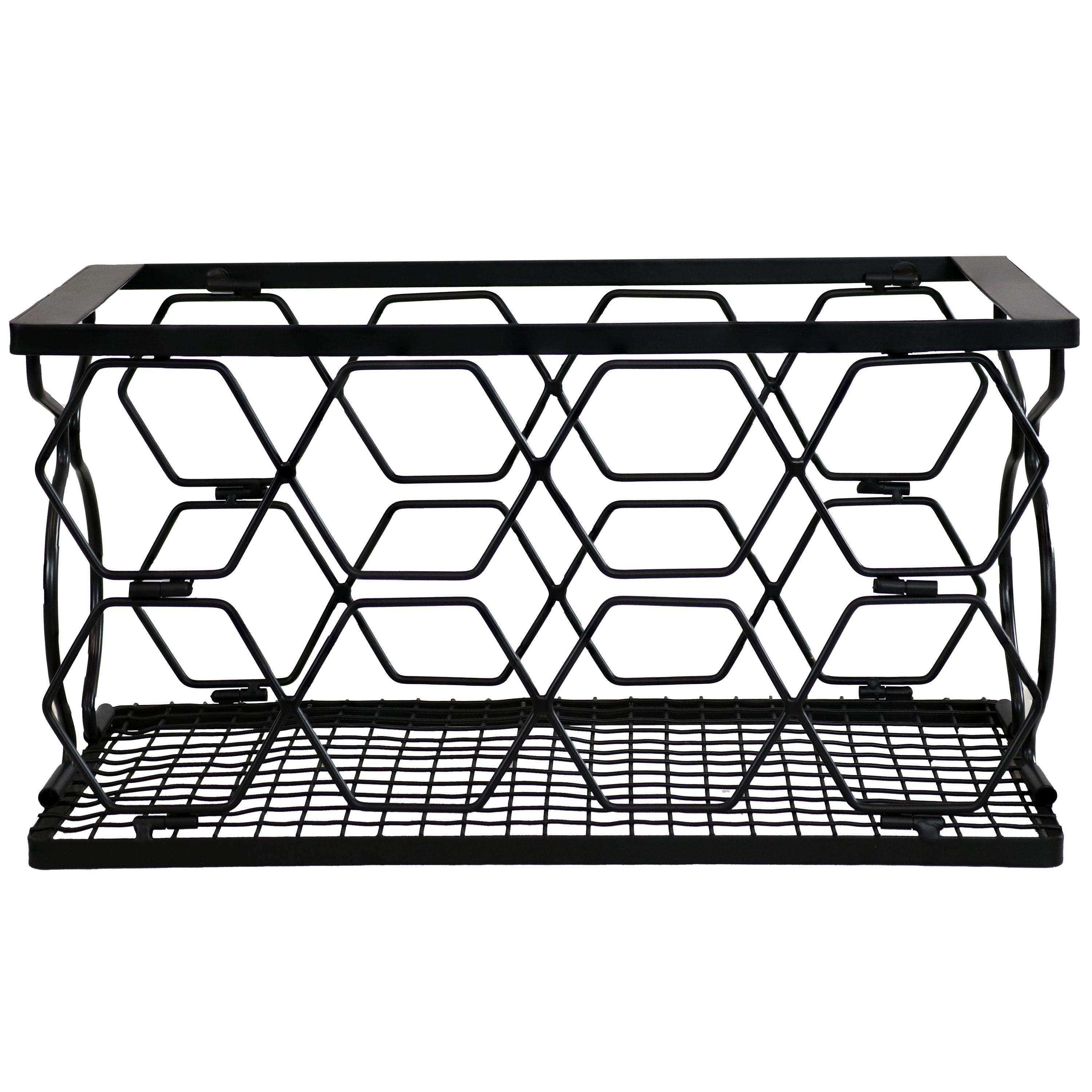 Sunnydaze Indoor Metal Collapsible Tabletop Wine Rack for the Kitchen or Bar - Black