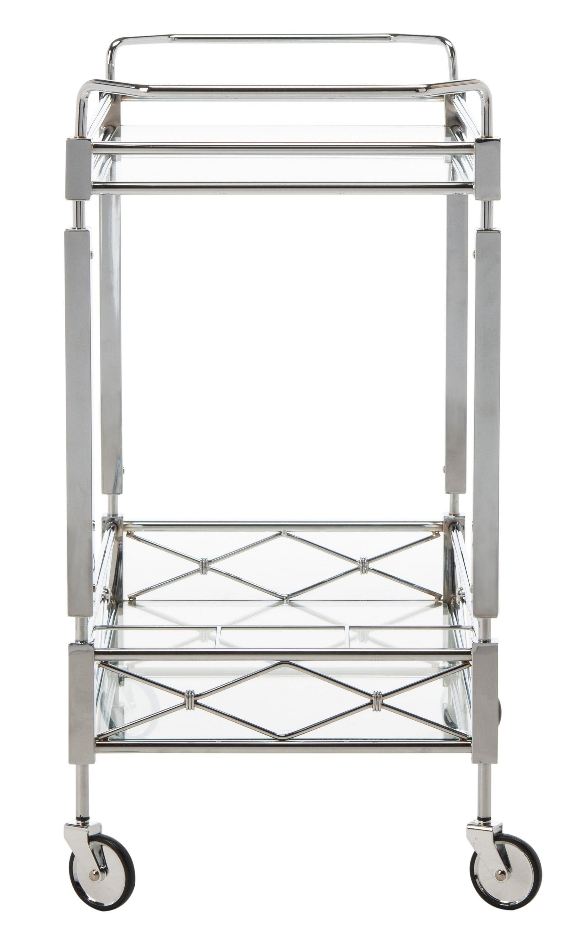 Ingrid 2 Tier Bar Cart - BCT8000A - Chrome/Glass - Safavieh