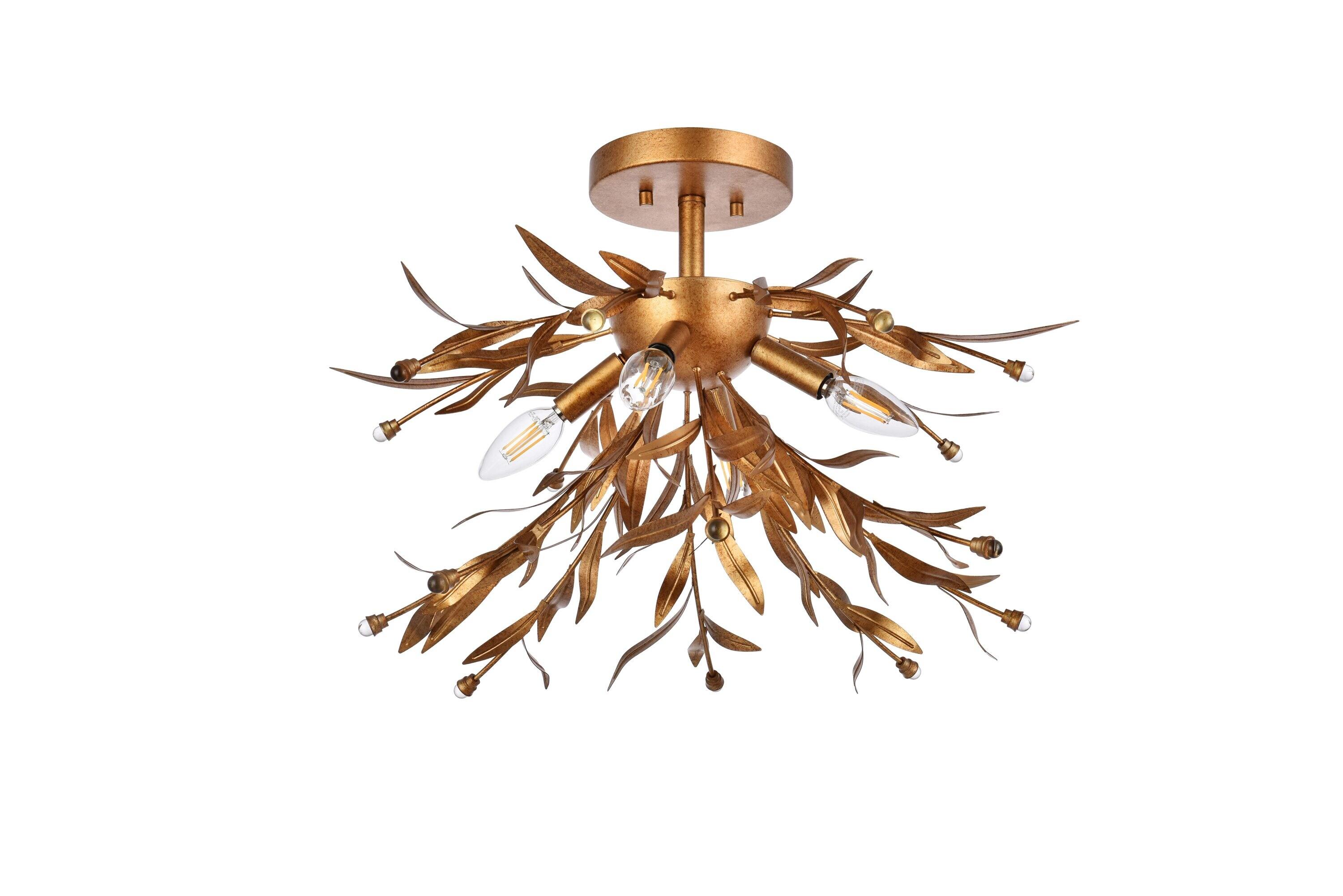 Elegant Lighting Priscilla 18.5 inch flush mount in gold leaf