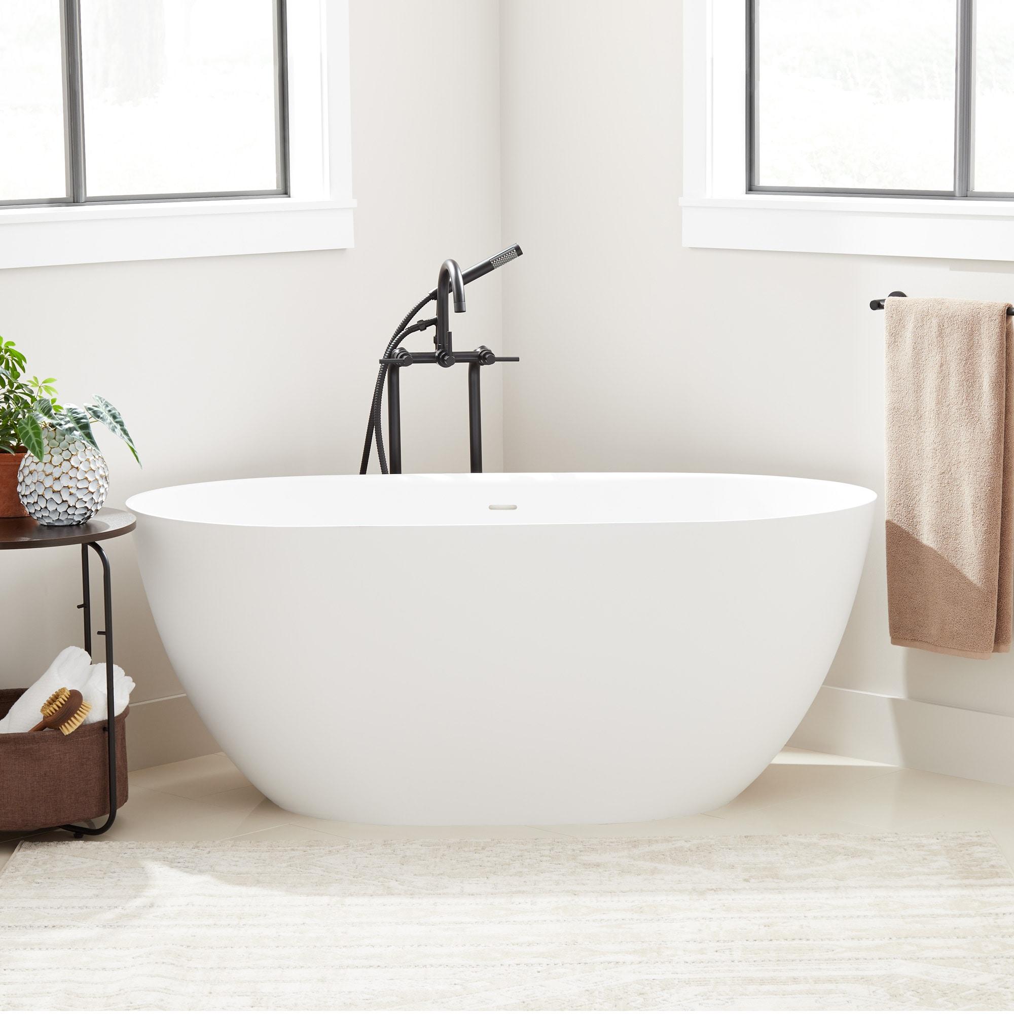 Signature Hardware Catino 59'' x 29'' Freestanding Soaking Solid Surface Bathtub