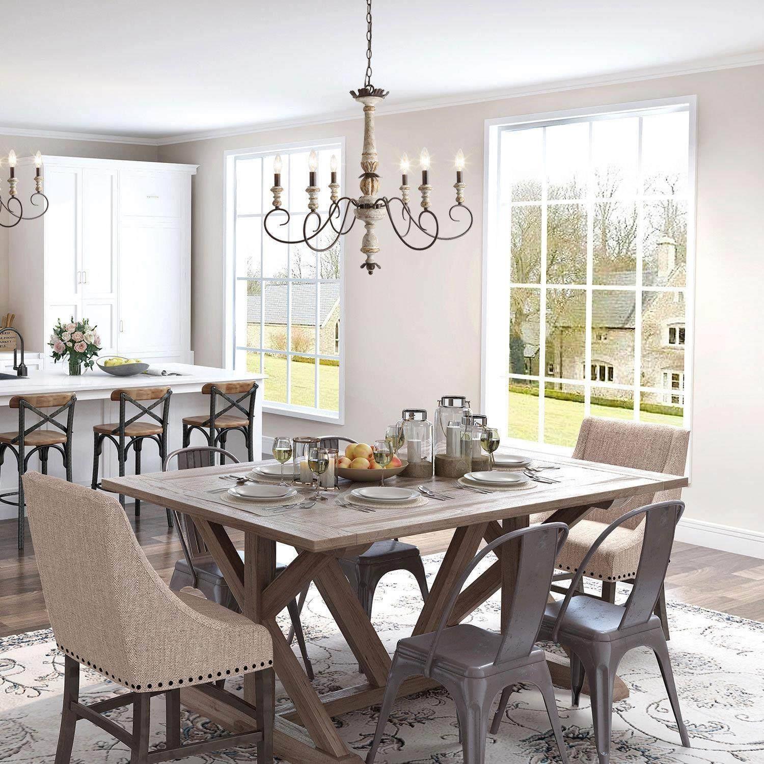 The Gray Barn French Country 6-Light Wood Chandelier Classic Farmhouse Lights - 31.1" D x 28" H